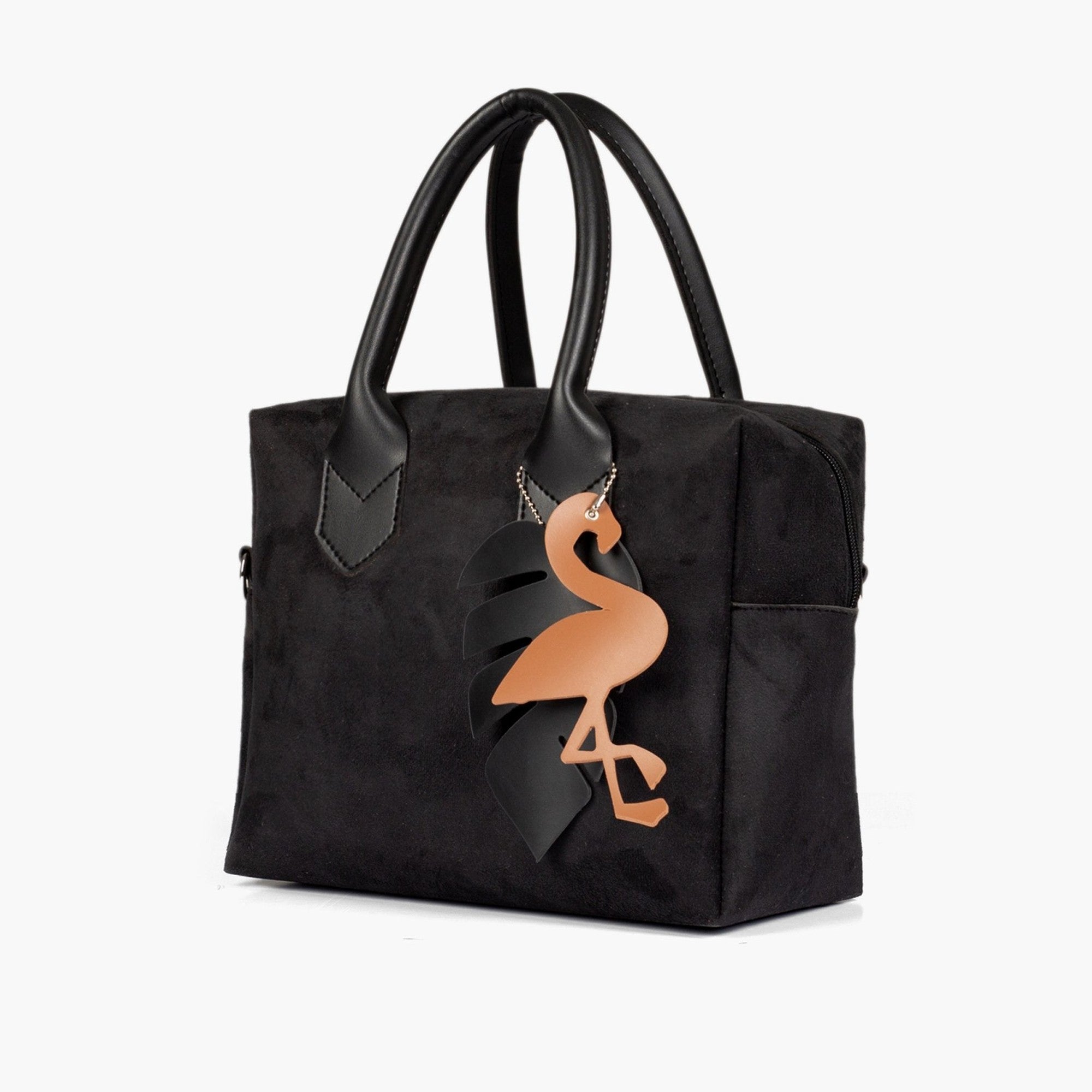 Black suede mini bowling bag