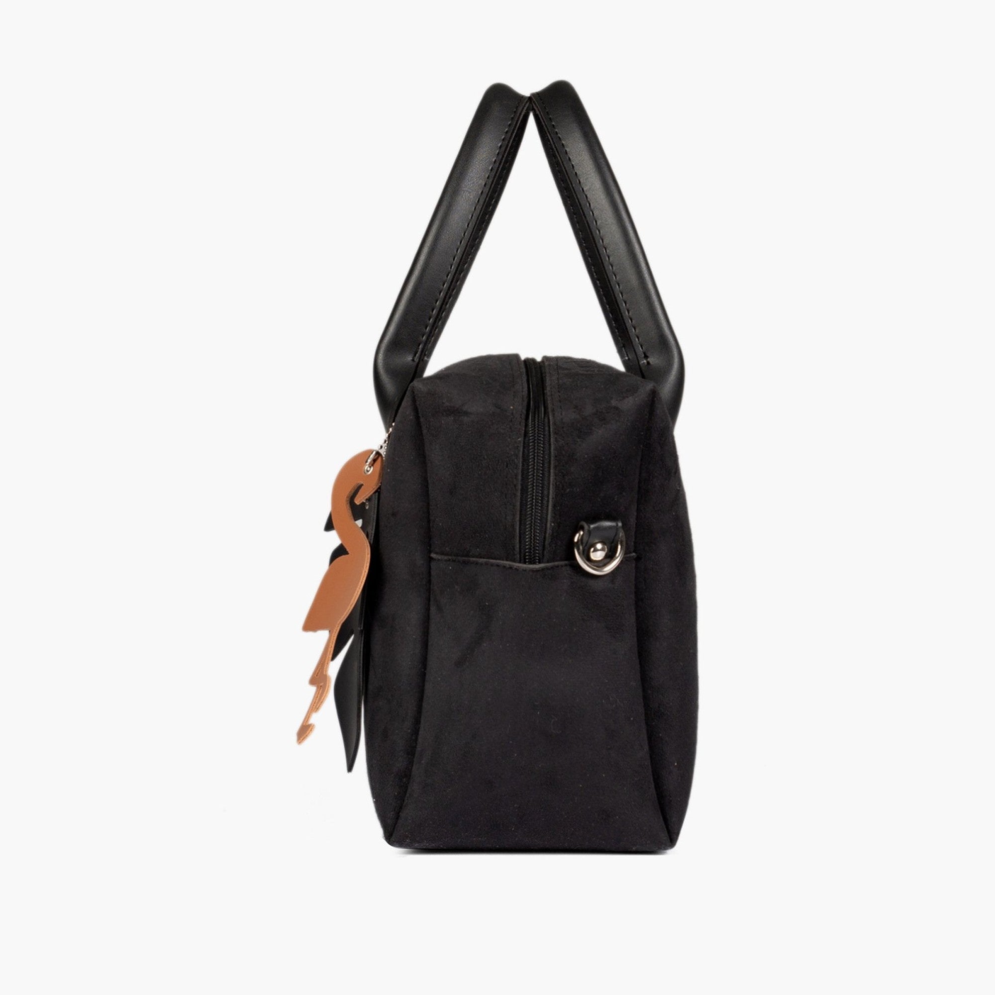 Black suede mini bowling bag
