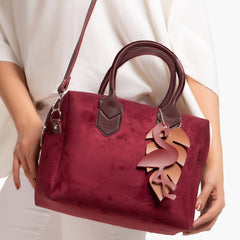 Burgundy suede mini bowling bag
