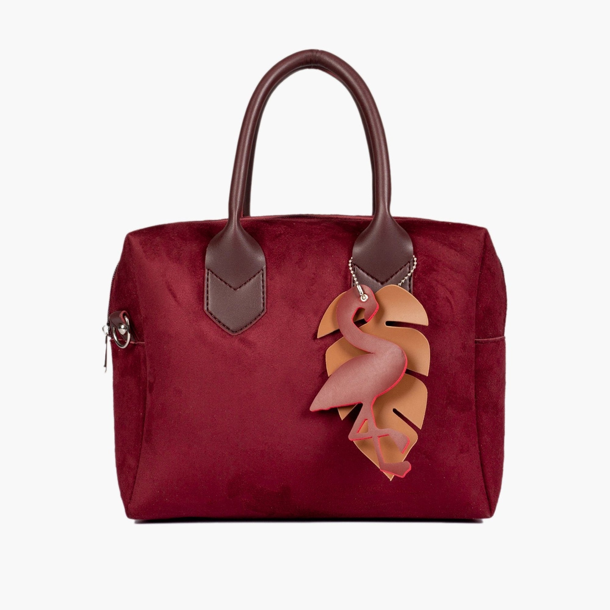 Burgundy suede mini bowling bag