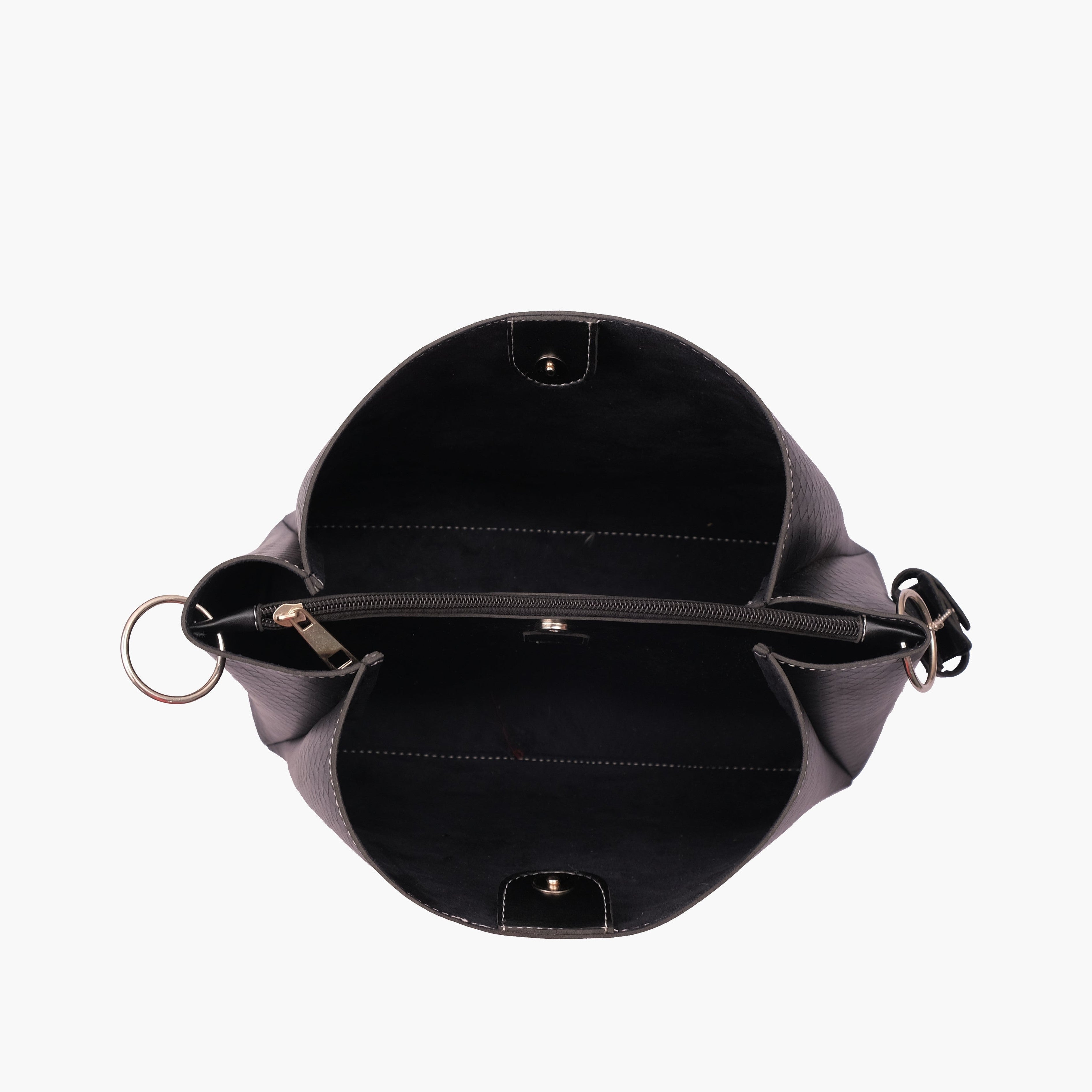 Black weaved handbag with braided handle