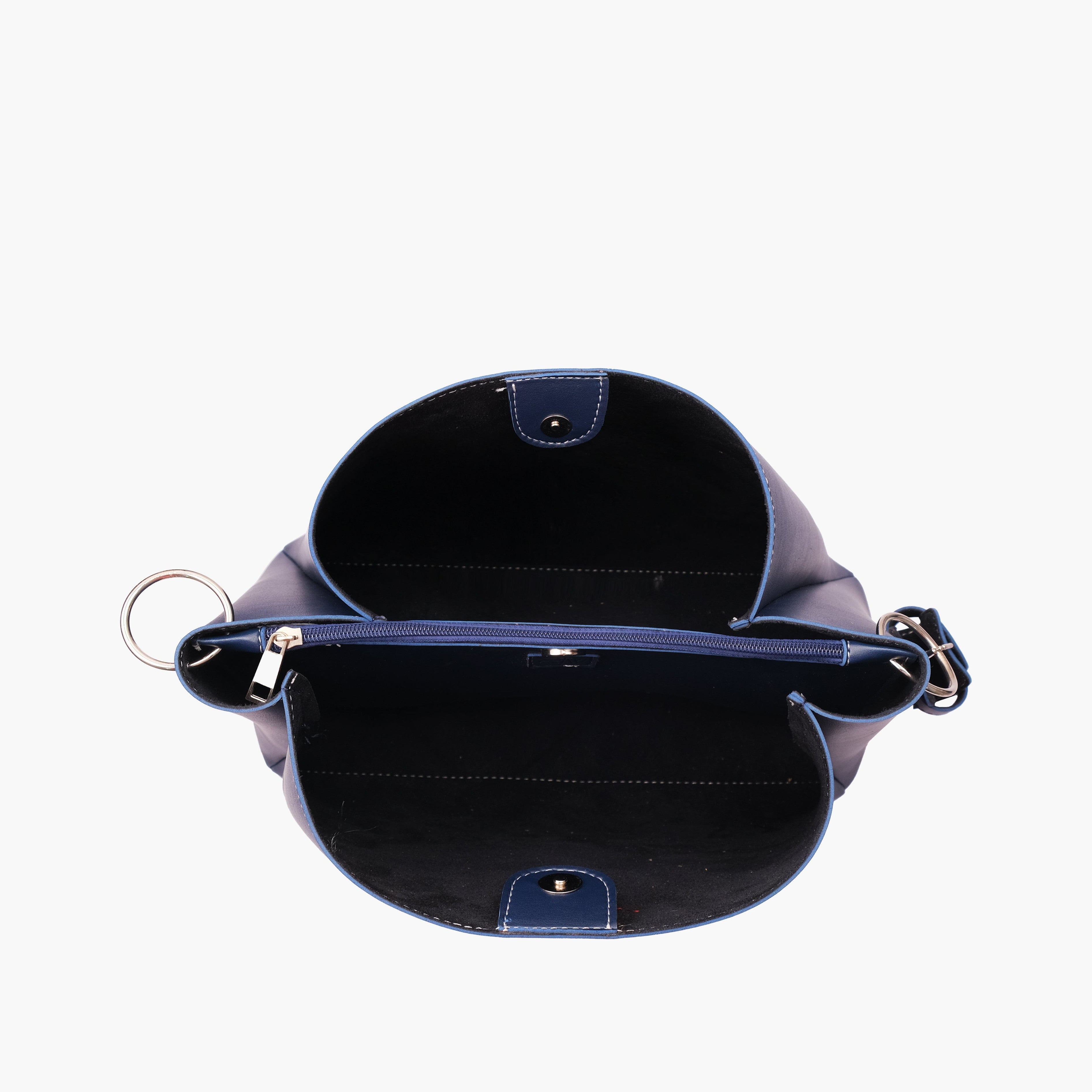 Blue handbag with braided handle