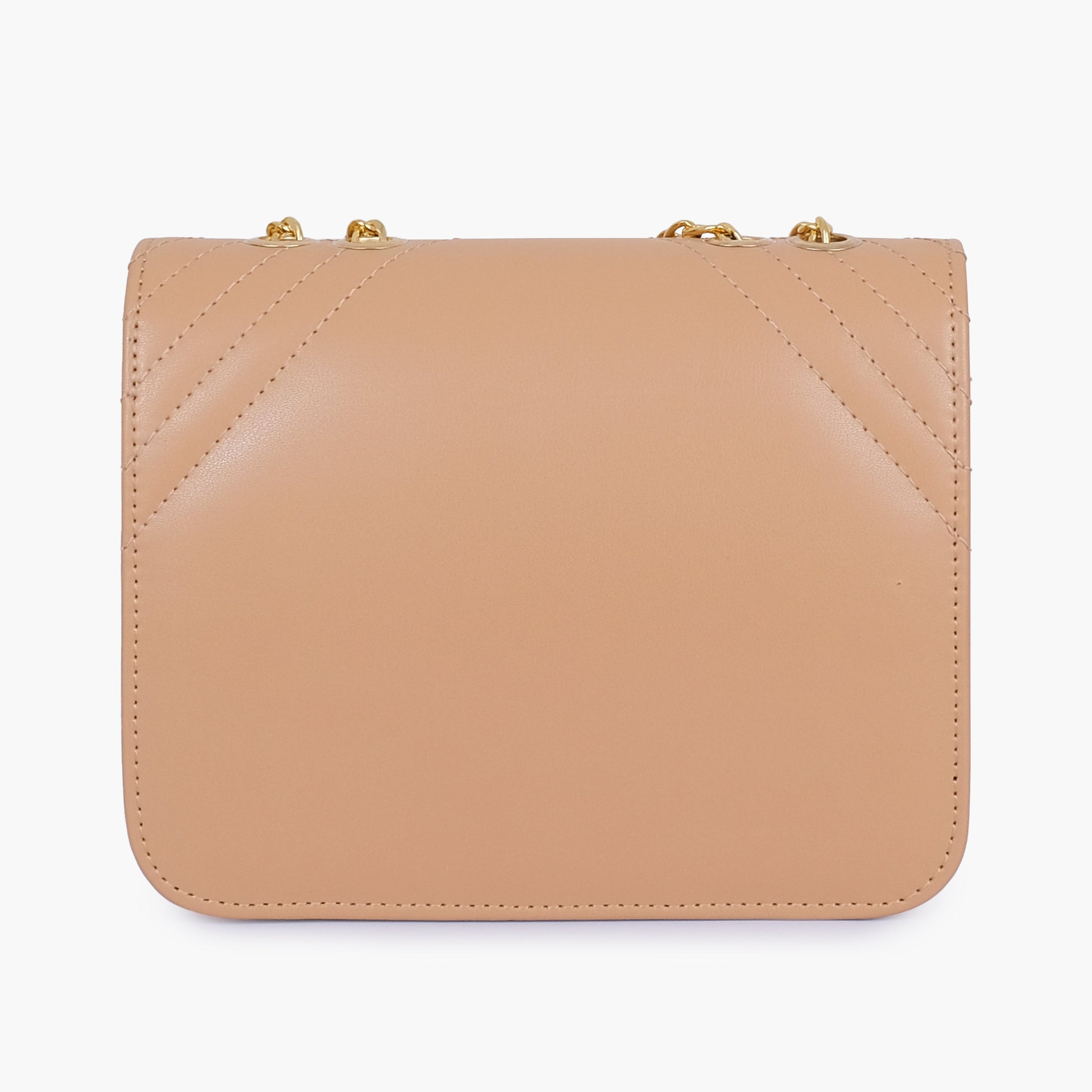 Beige houndstooth chain cross-body bag