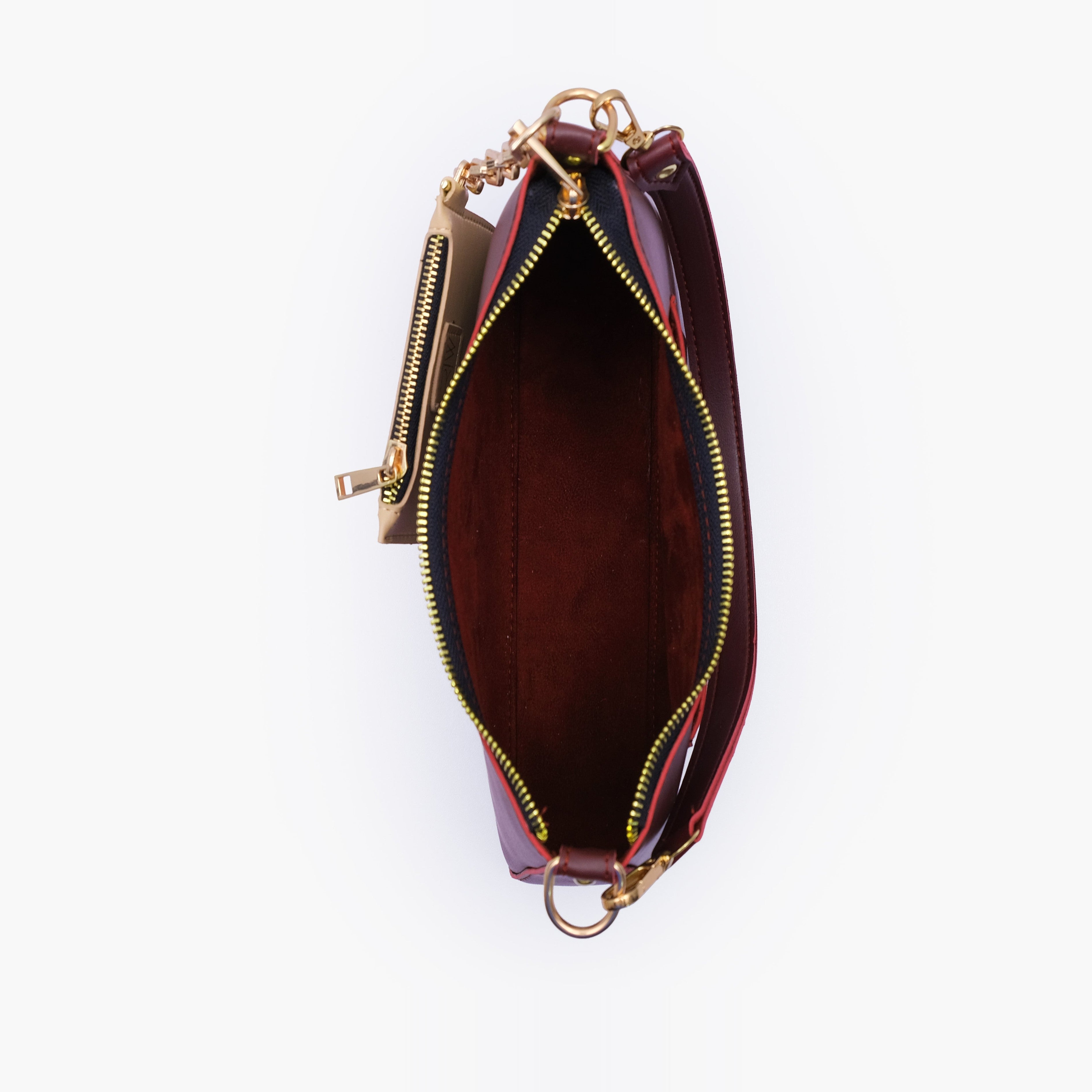 Burgundy hobo evening bag