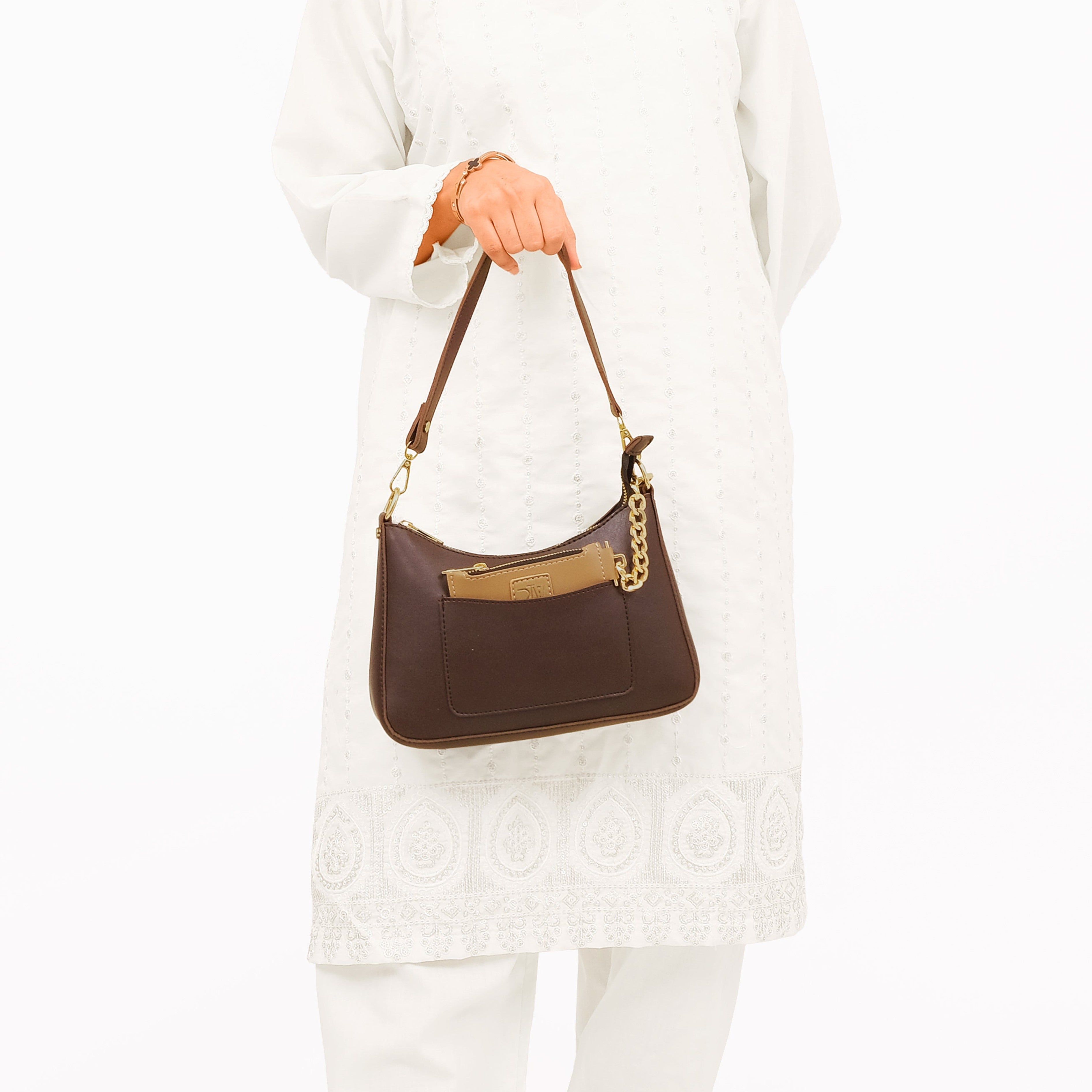 Dark brown hobo evening bag