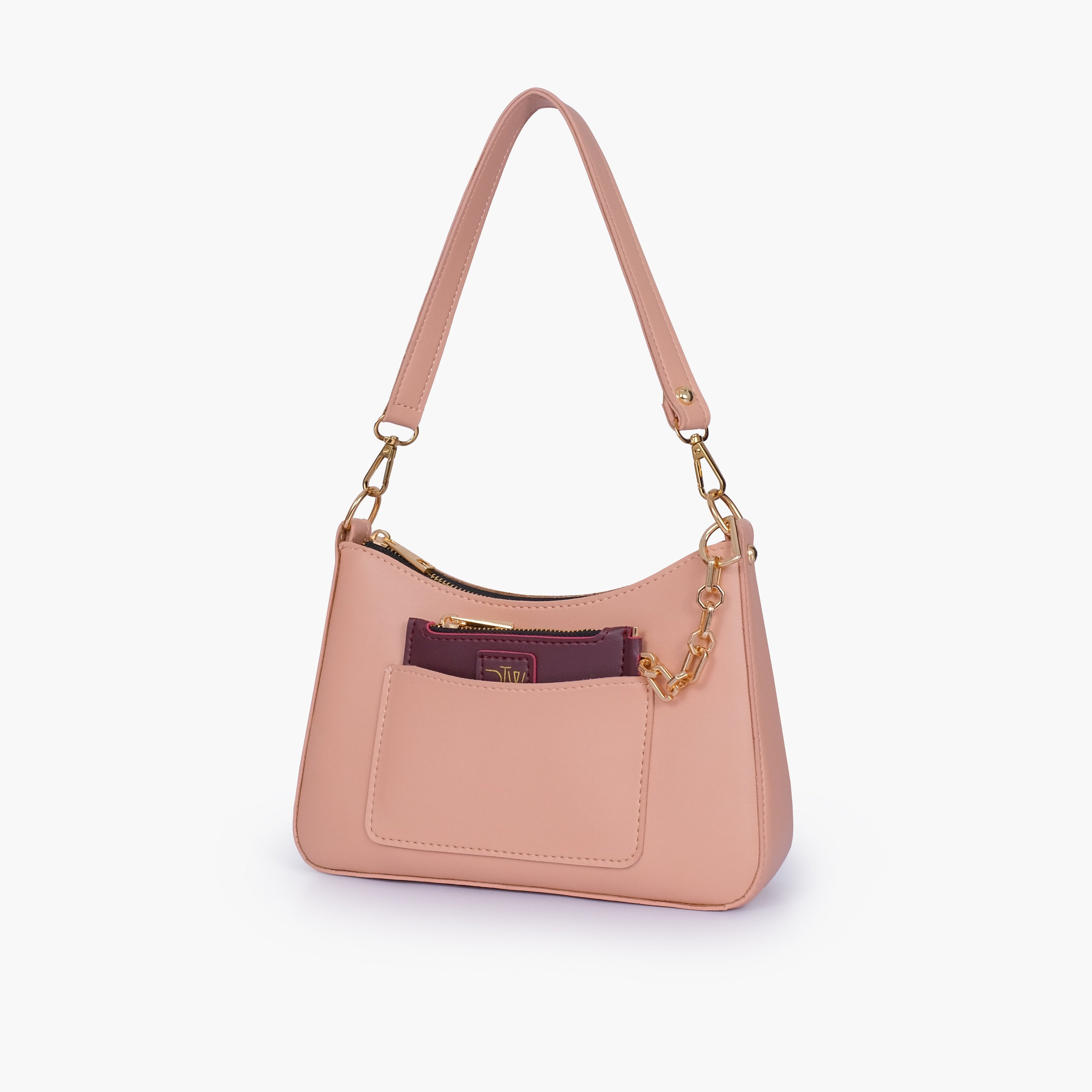 Peach hobo evening bag
