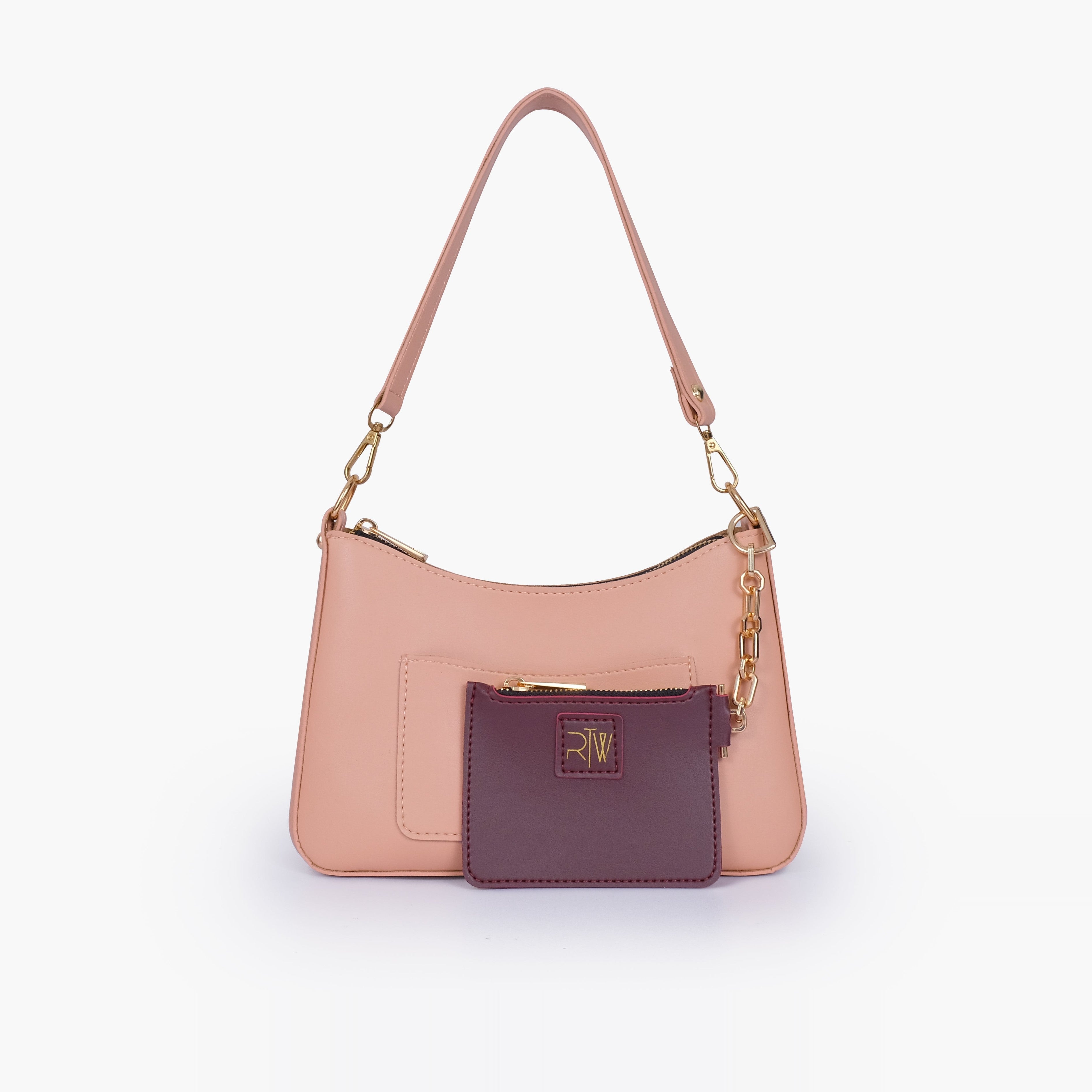 Peach hobo evening bag