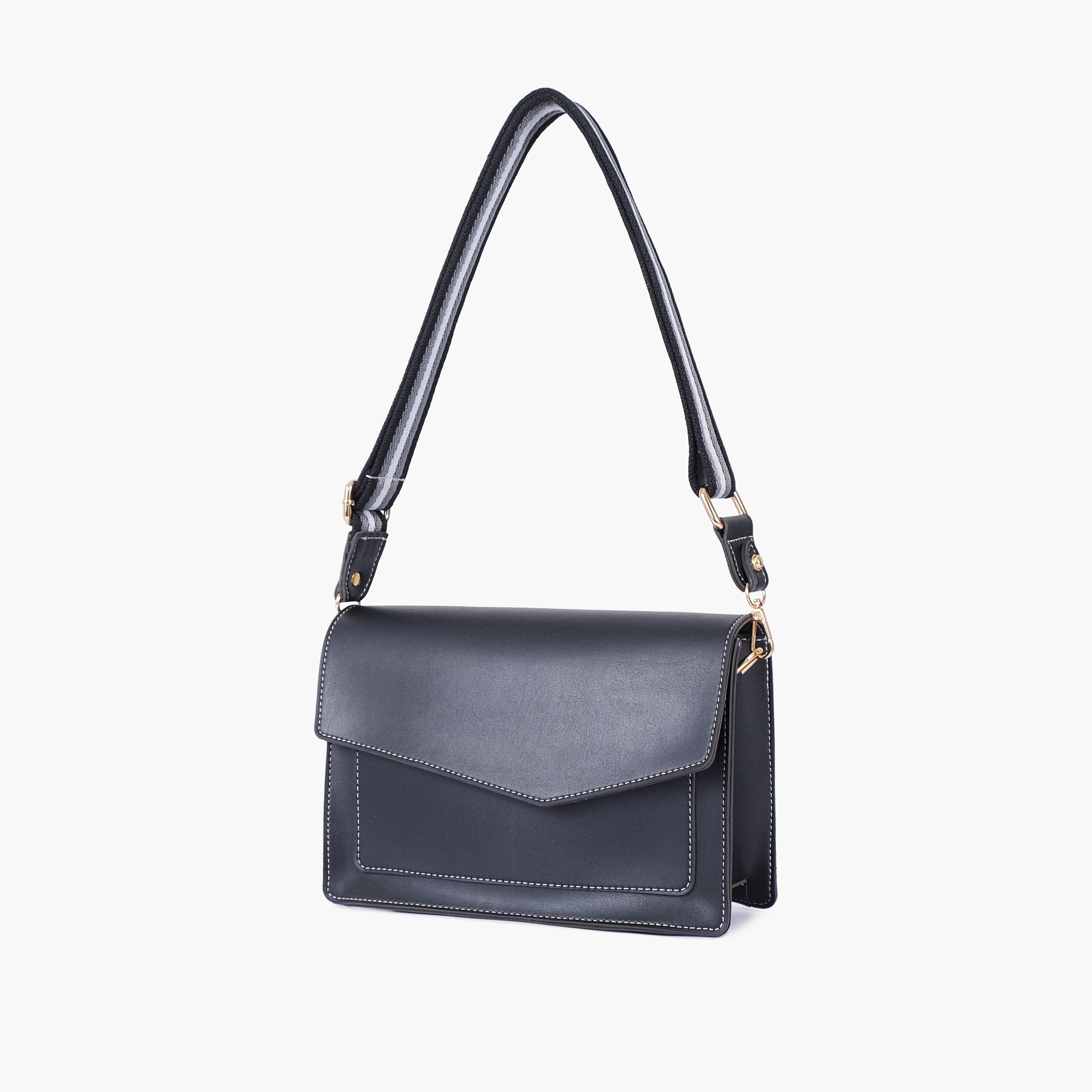 Black half flap cross-body bag