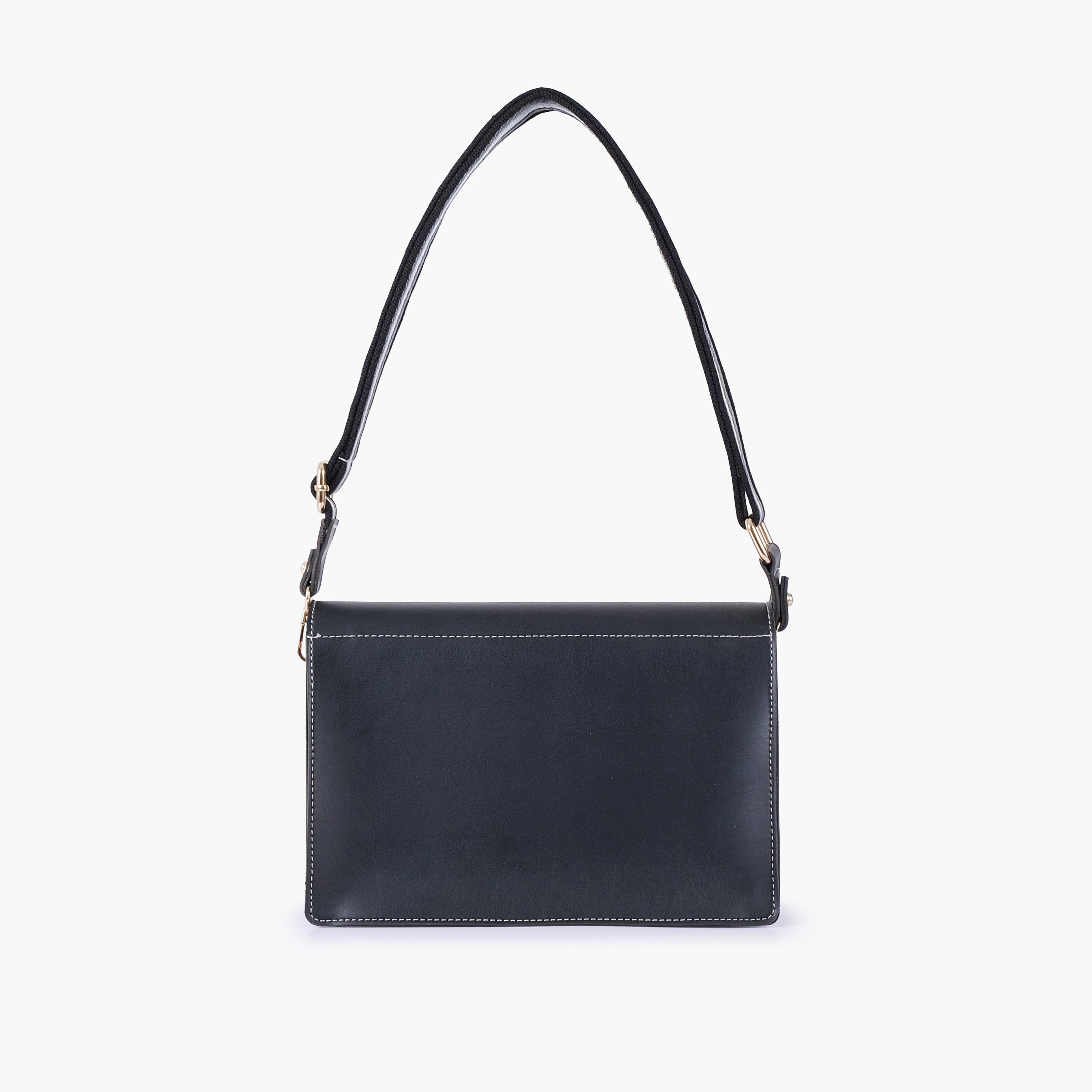 Black half flap cross-body bag