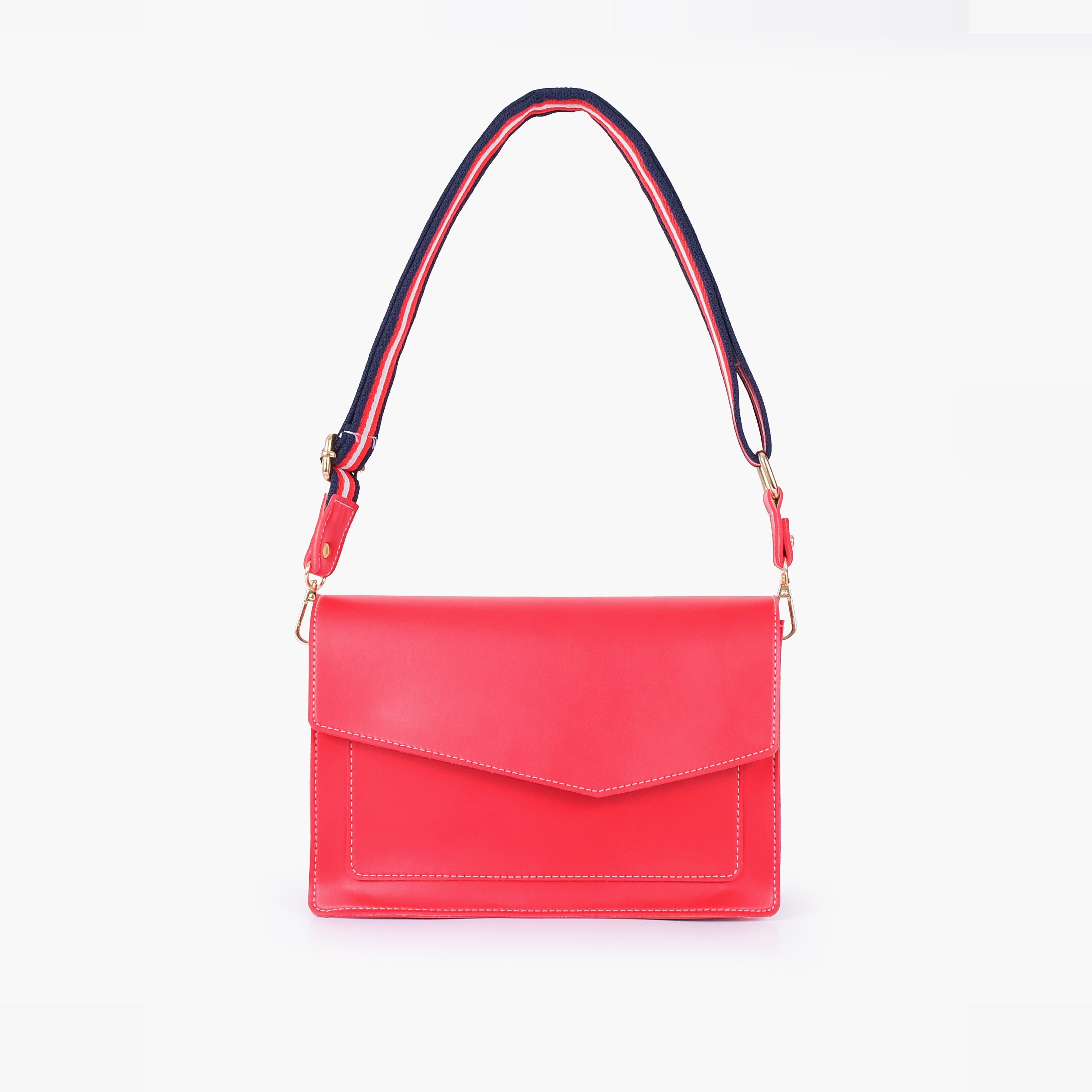 Red half flap cross-body bag