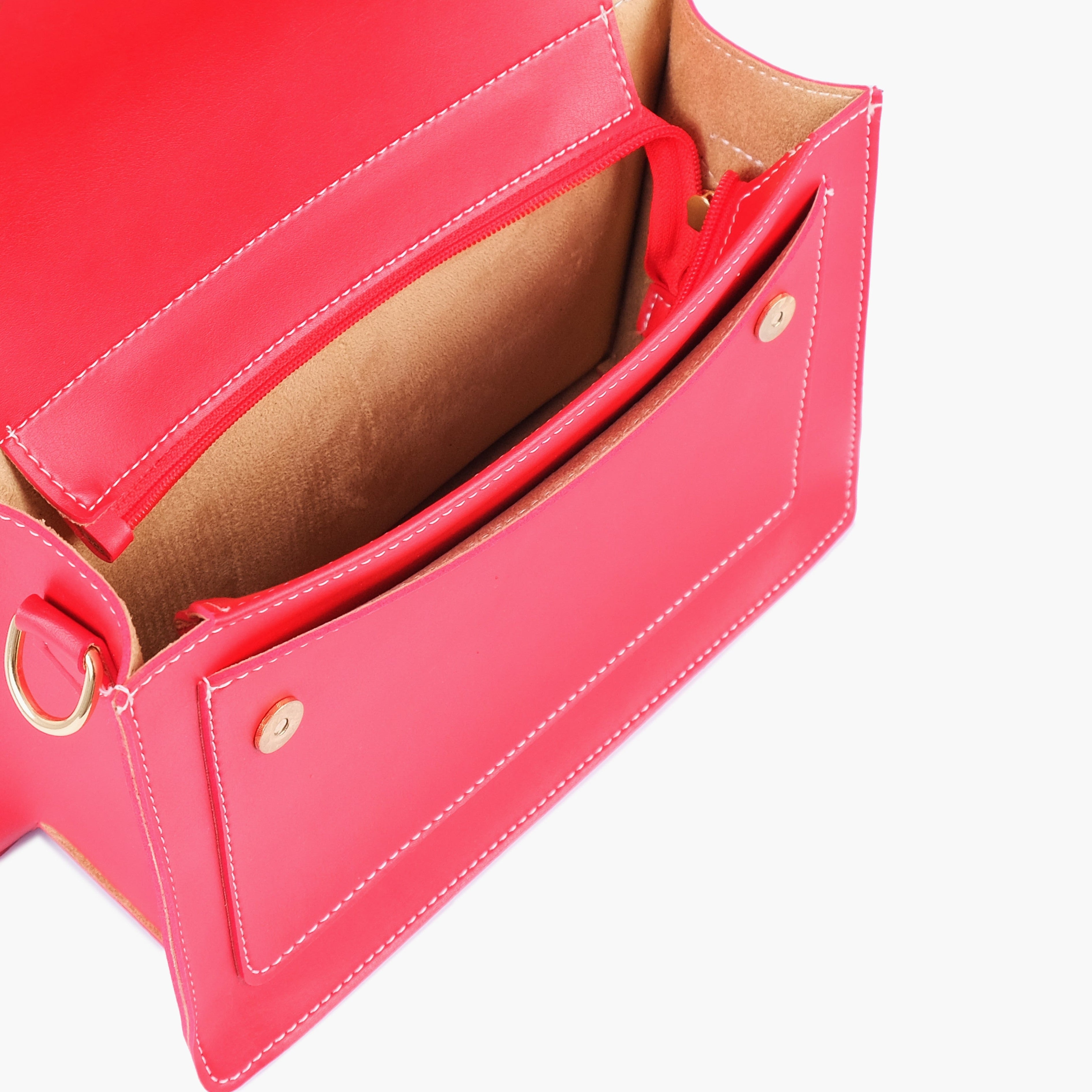 Red half flap cross-body bag