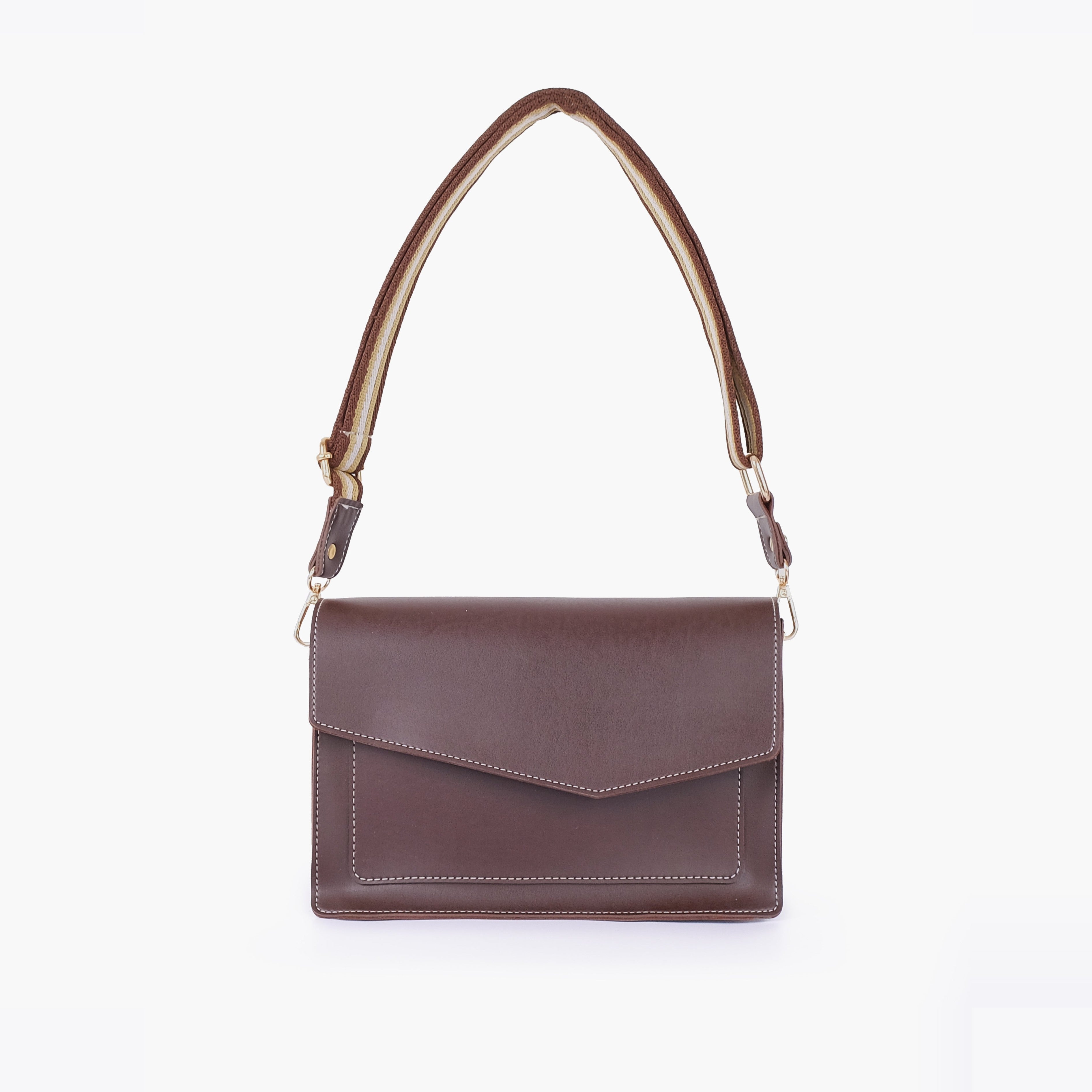 Dark brown half flap cross-body bag