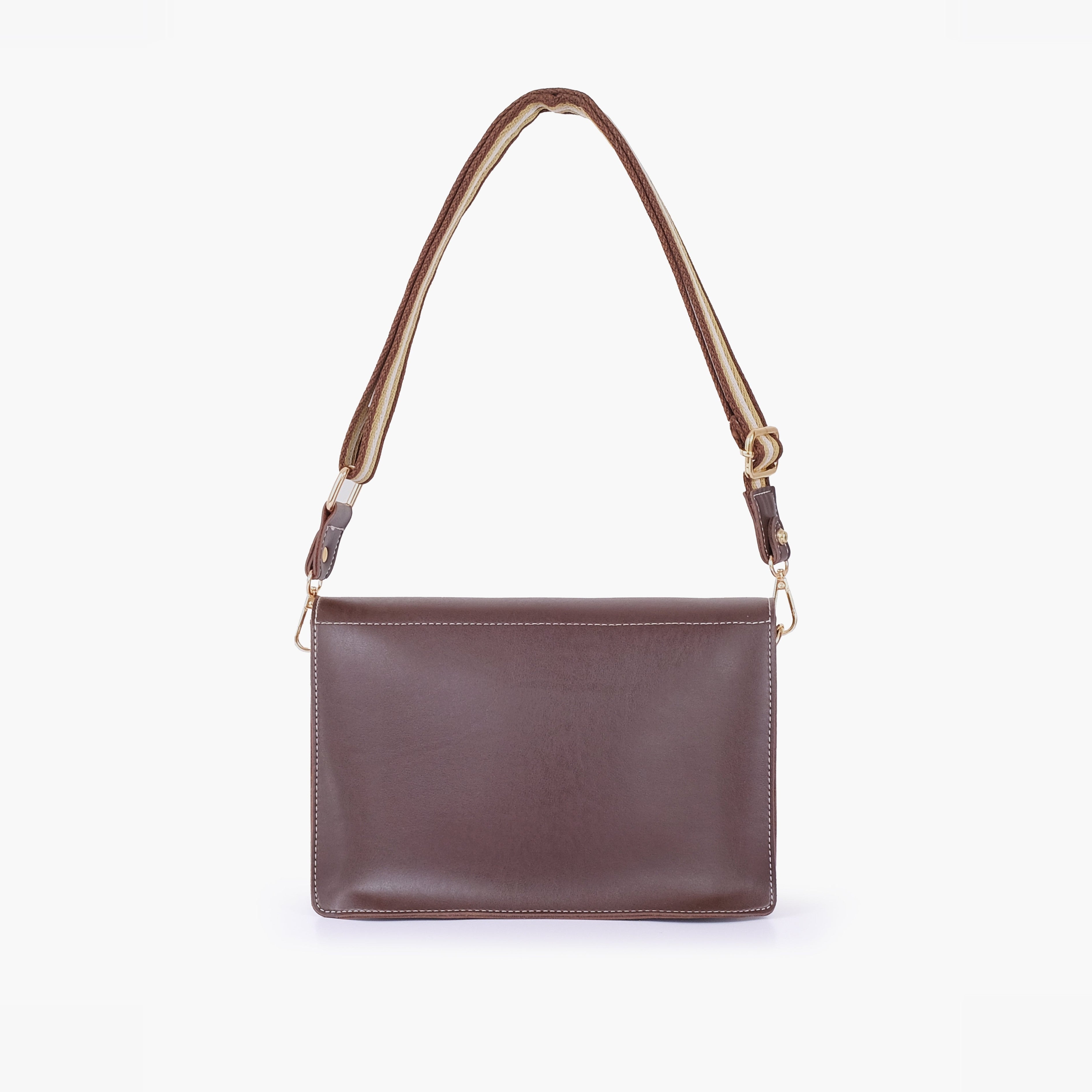 Dark brown half flap cross-body bag