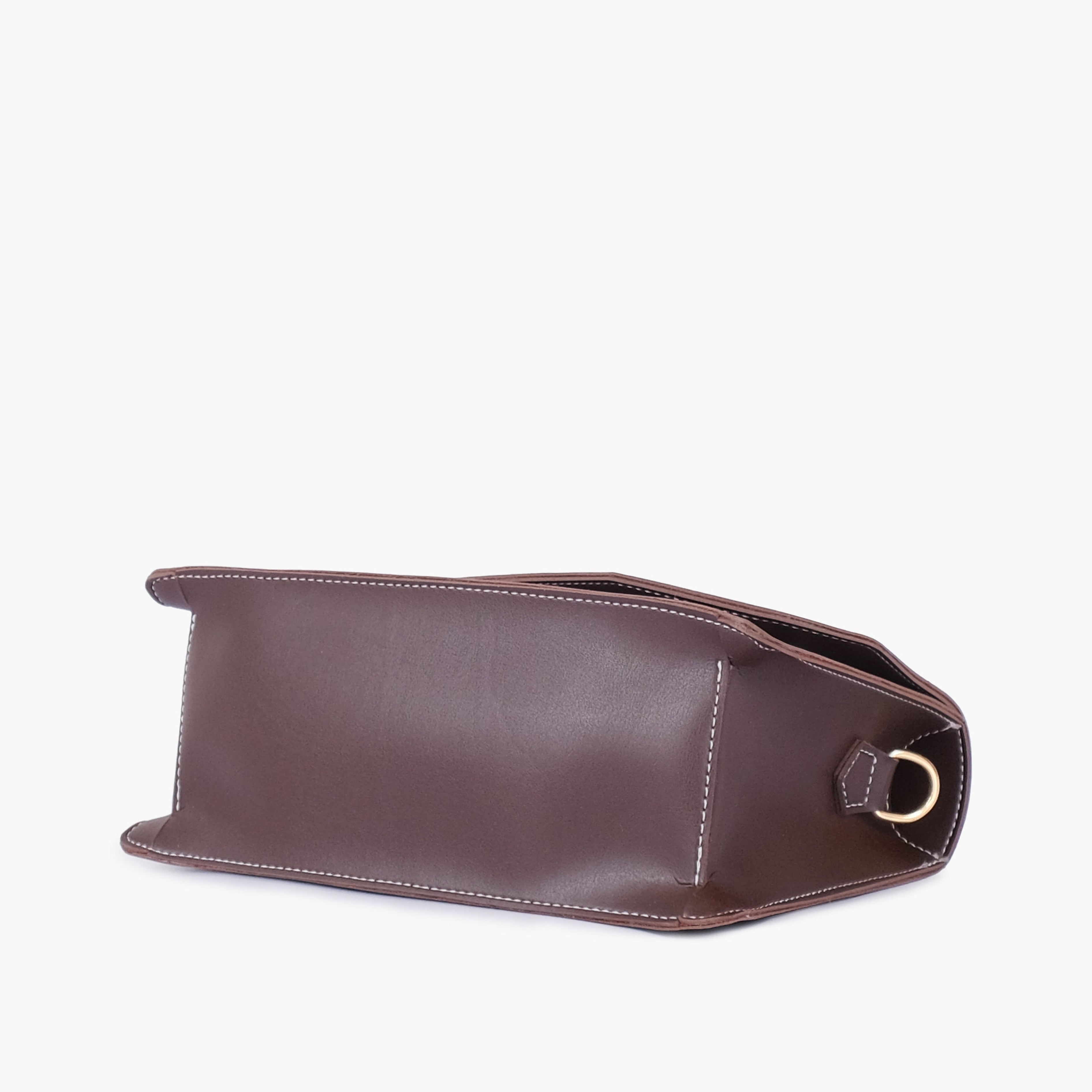 Dark brown half flap cross-body bag