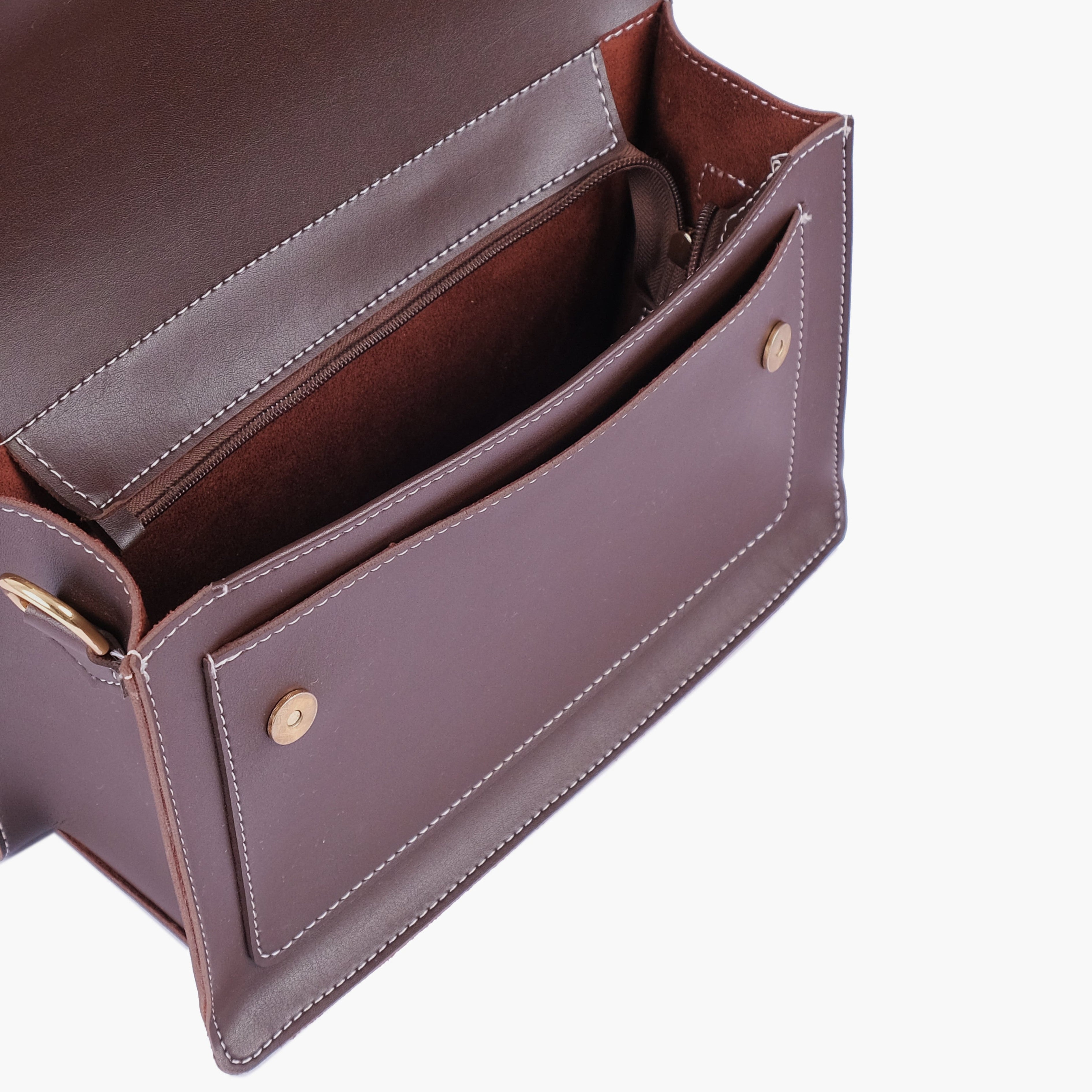 Dark brown half flap cross-body bag