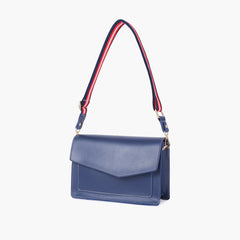 Blue half flap cross-body bag
