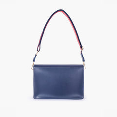 Blue half flap cross-body bag