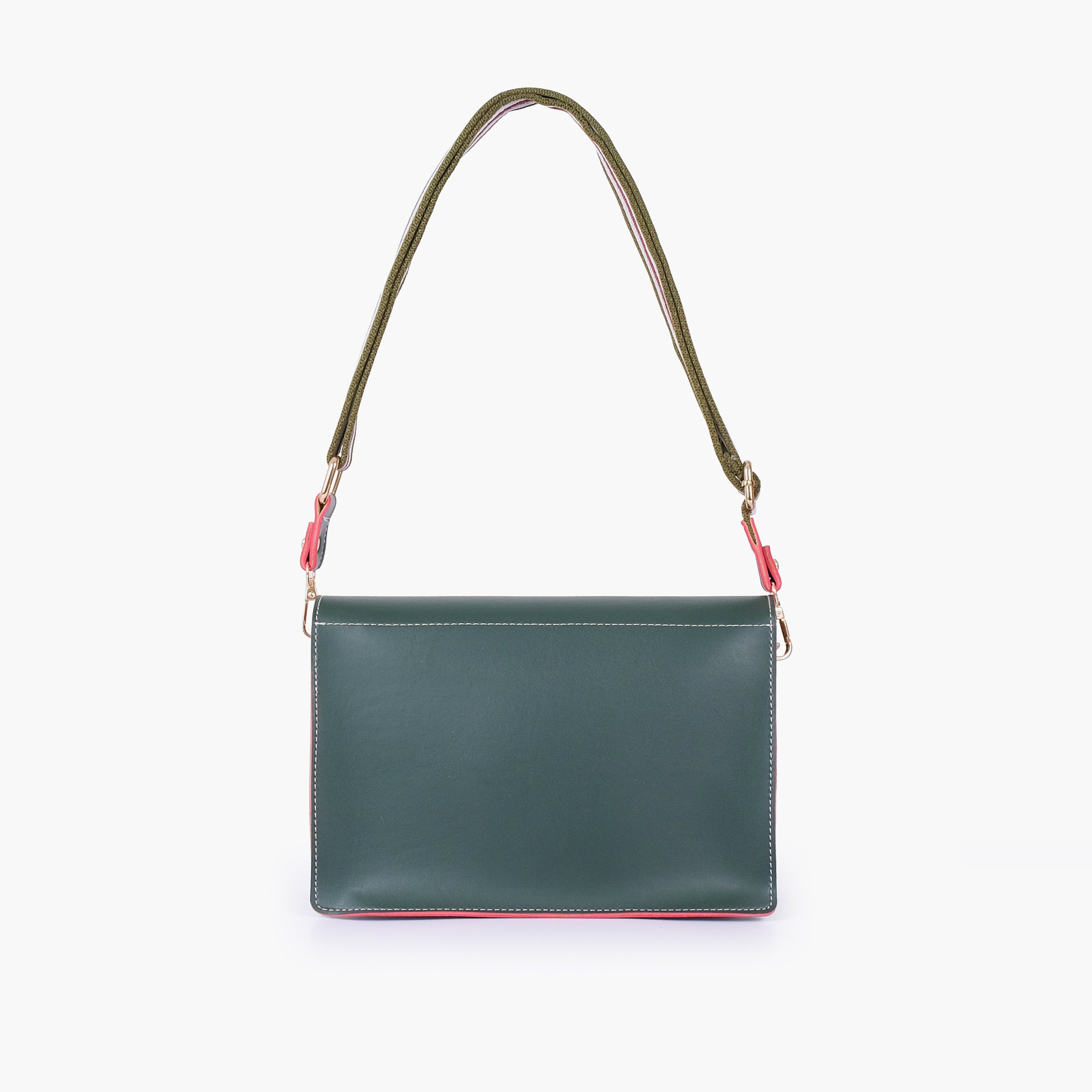 Army green half flap cross-body bag