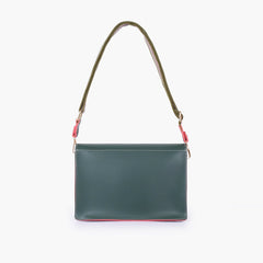 Army green half flap cross-body bag