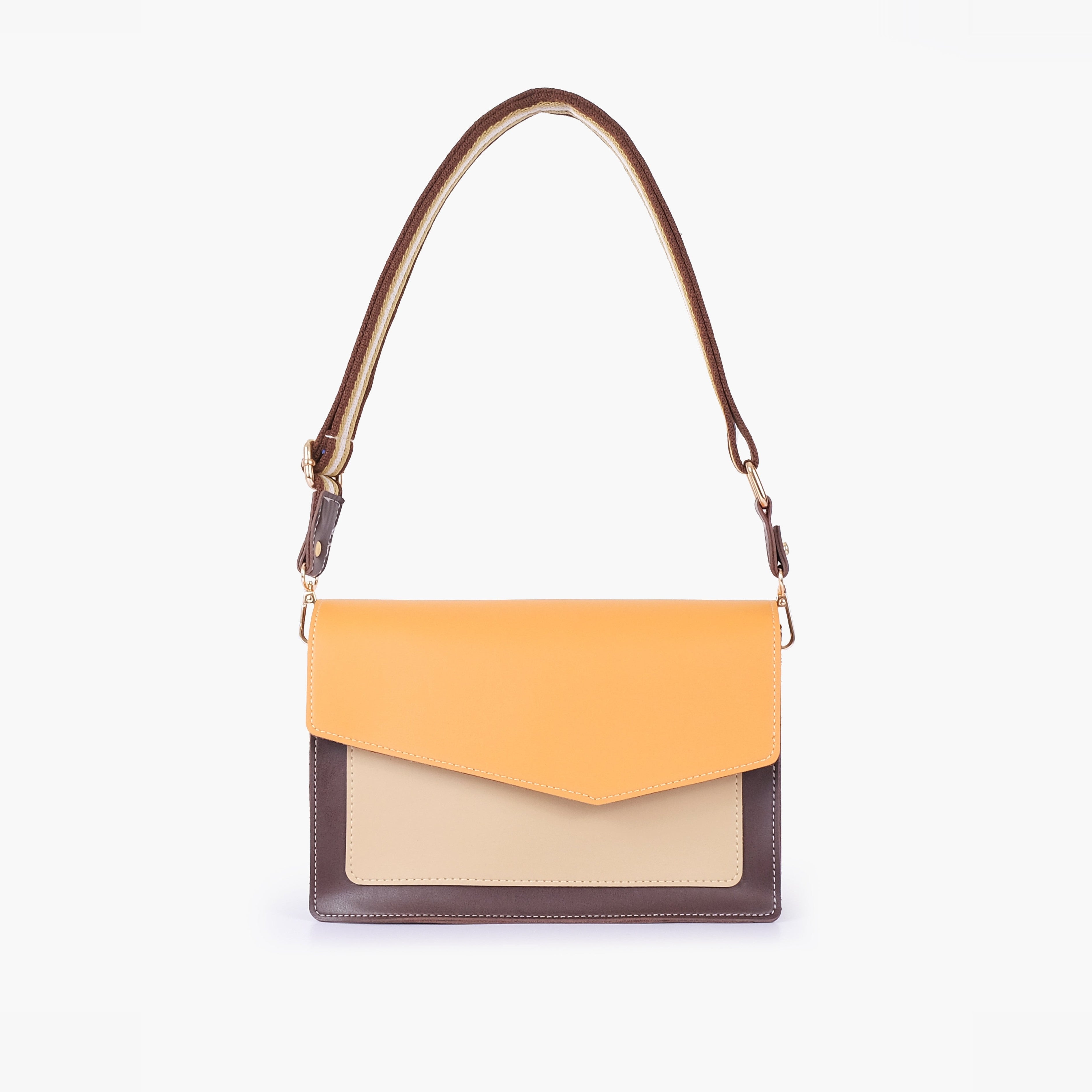 Mustard half flap cross-body bag