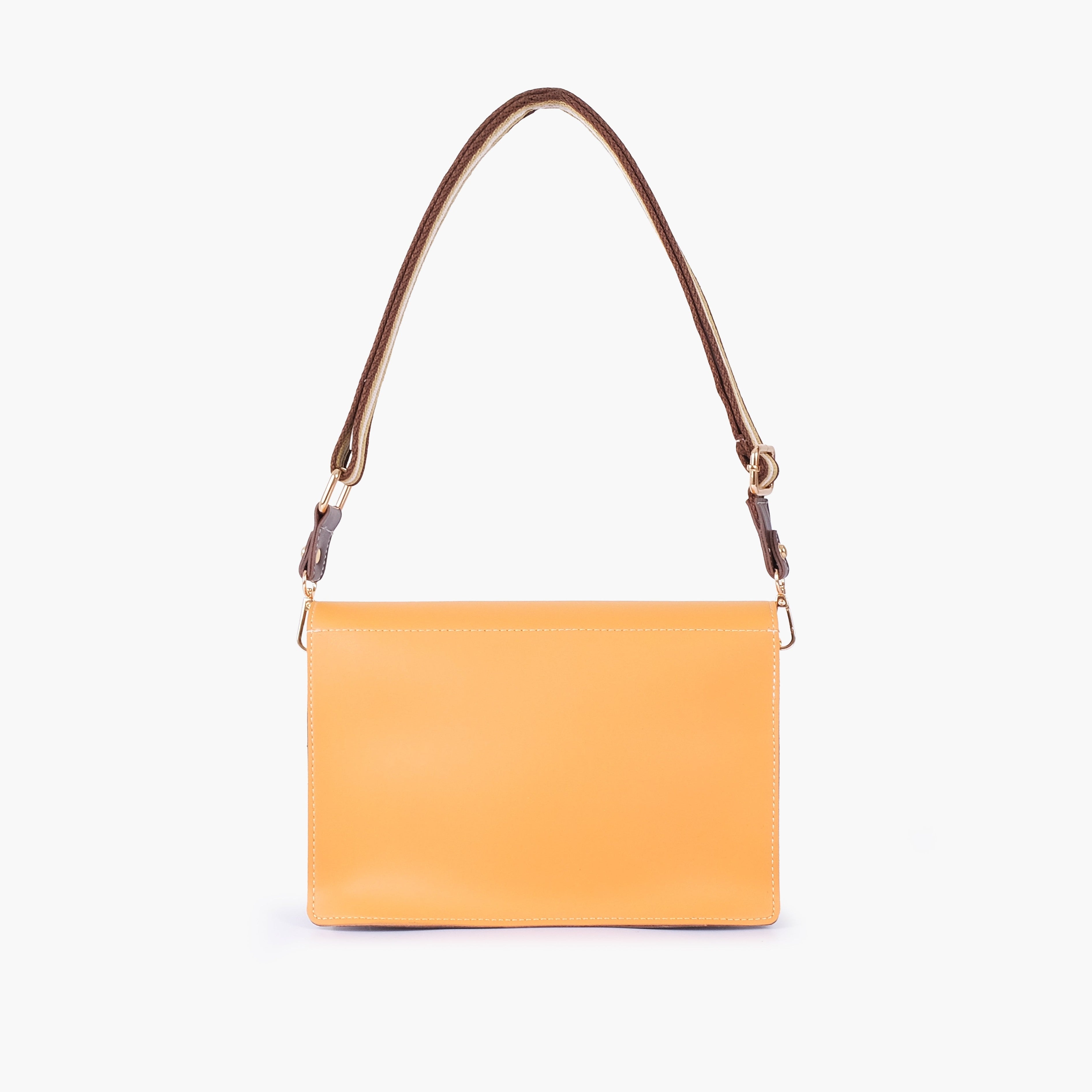 Mustard half flap cross-body bag