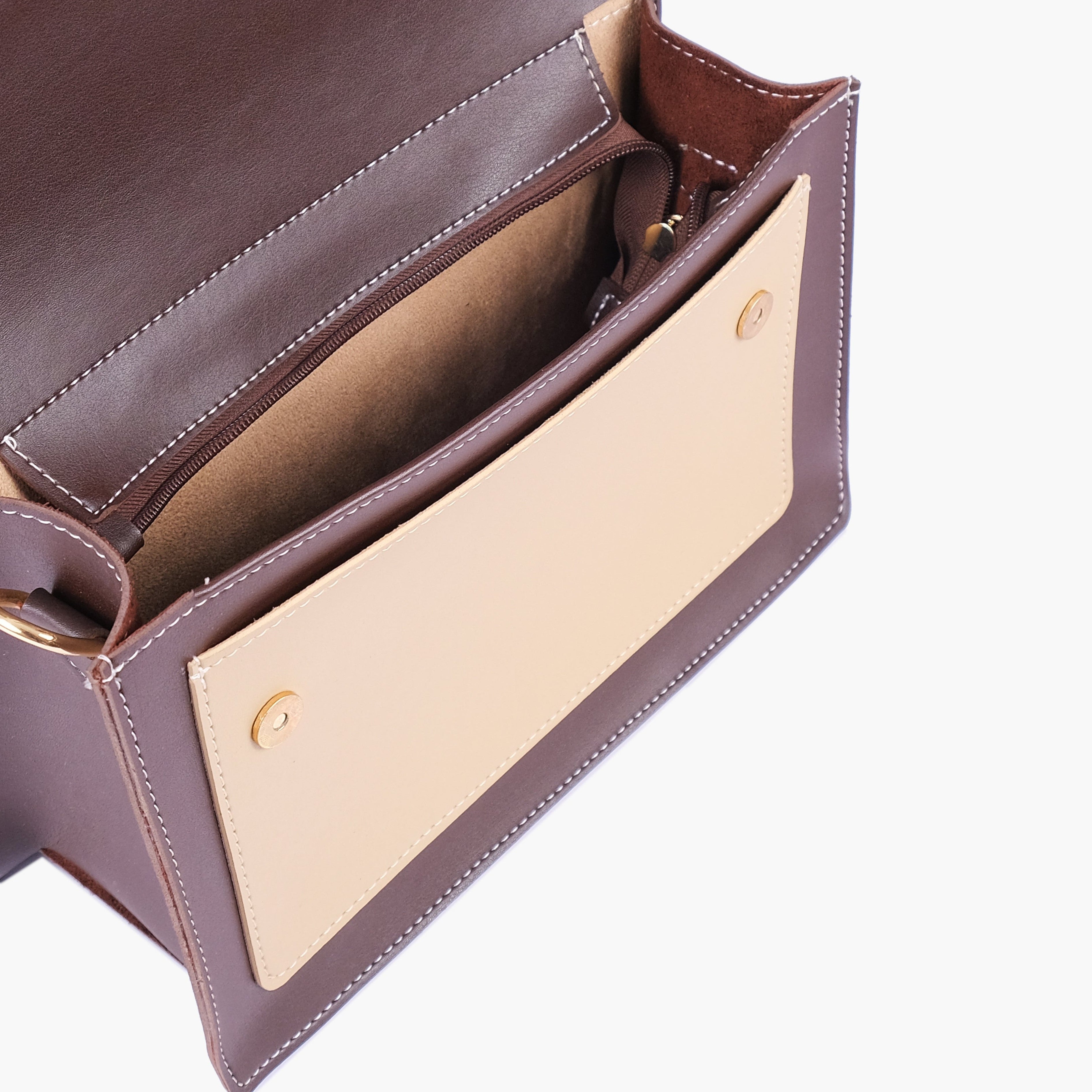 Mustard half flap cross-body bag