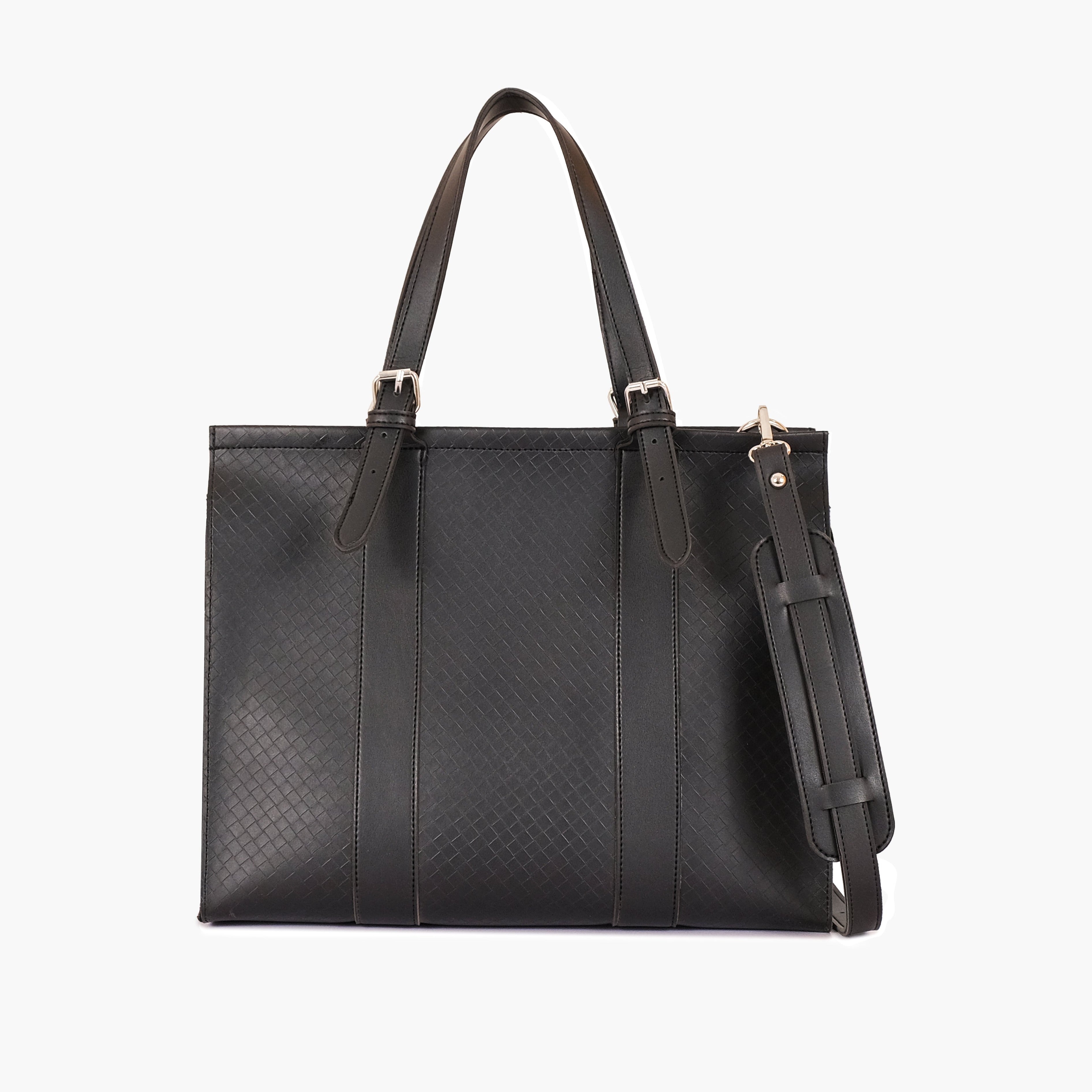Black weaved laptop bag with sleeve
