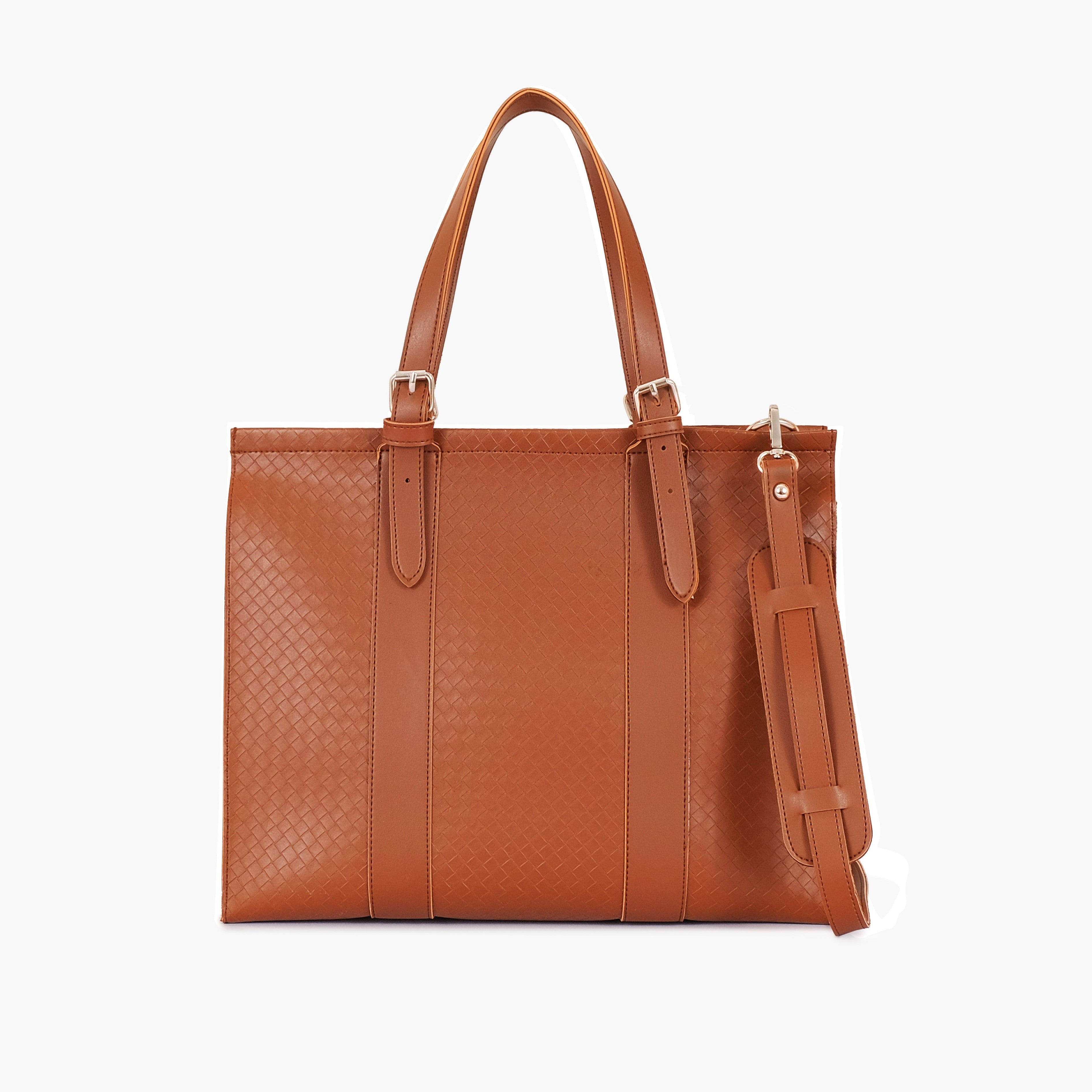 Brown weaved laptop bag with sleeve