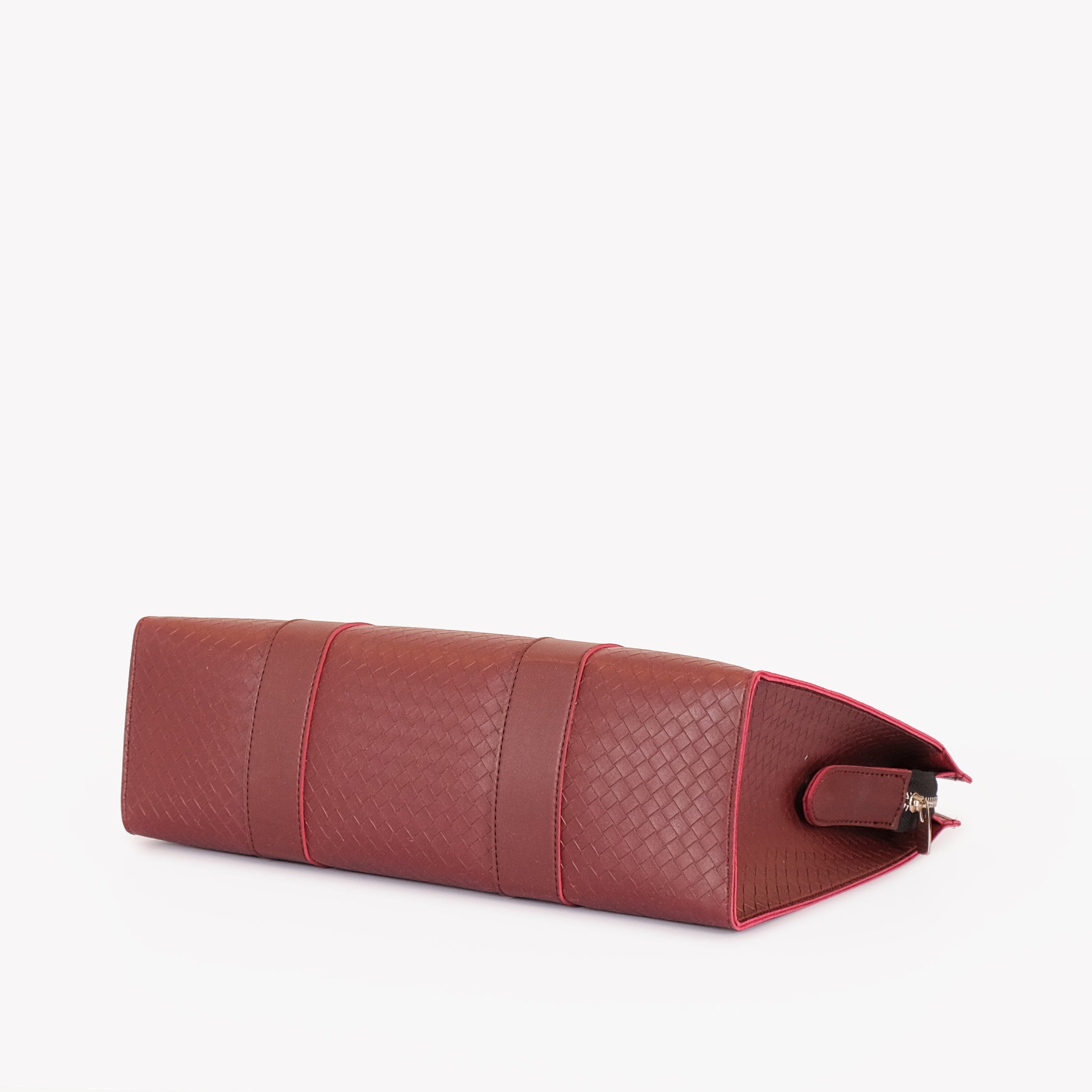 Burgundy weaved laptop bag with sleeve