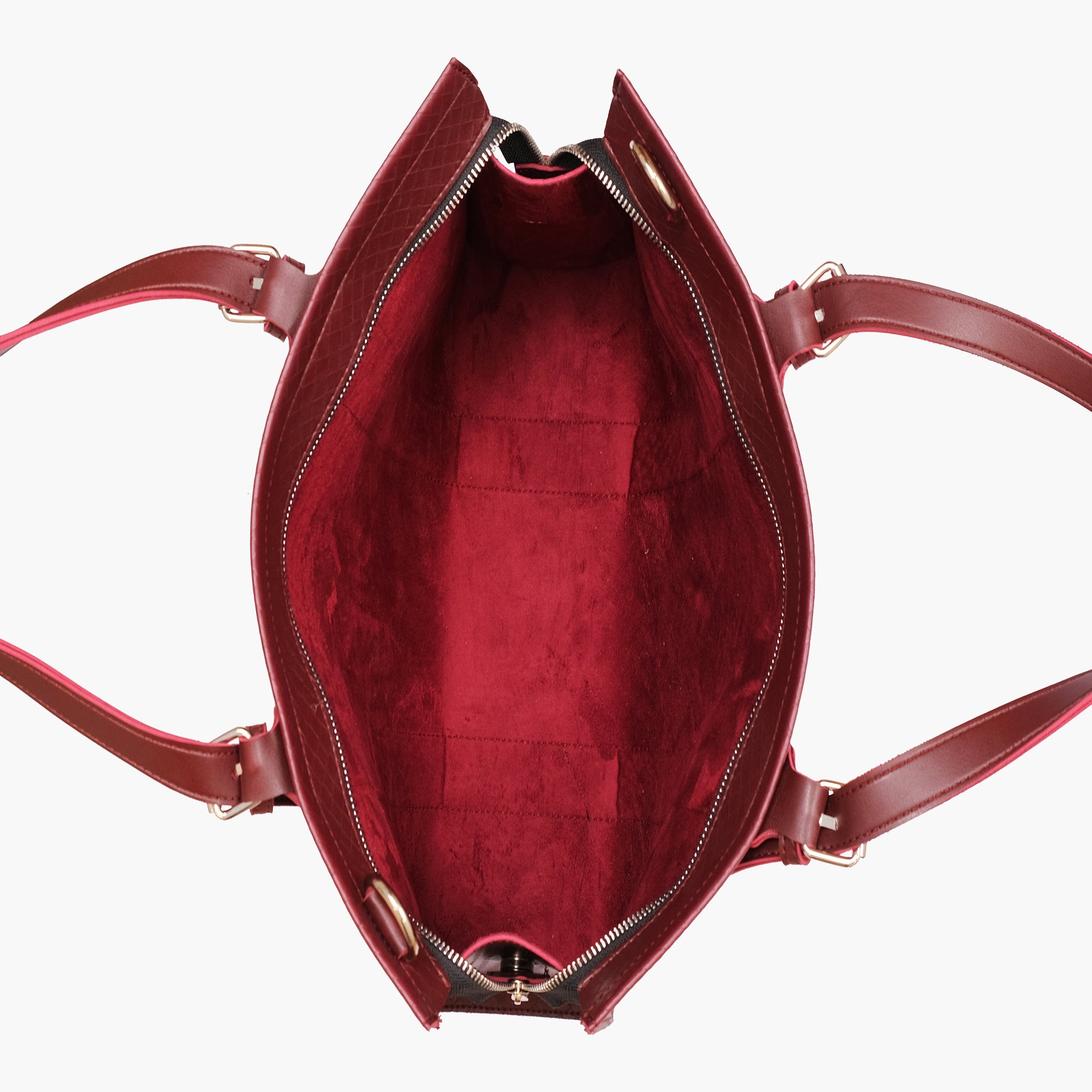 Burgundy weaved laptop bag with sleeve