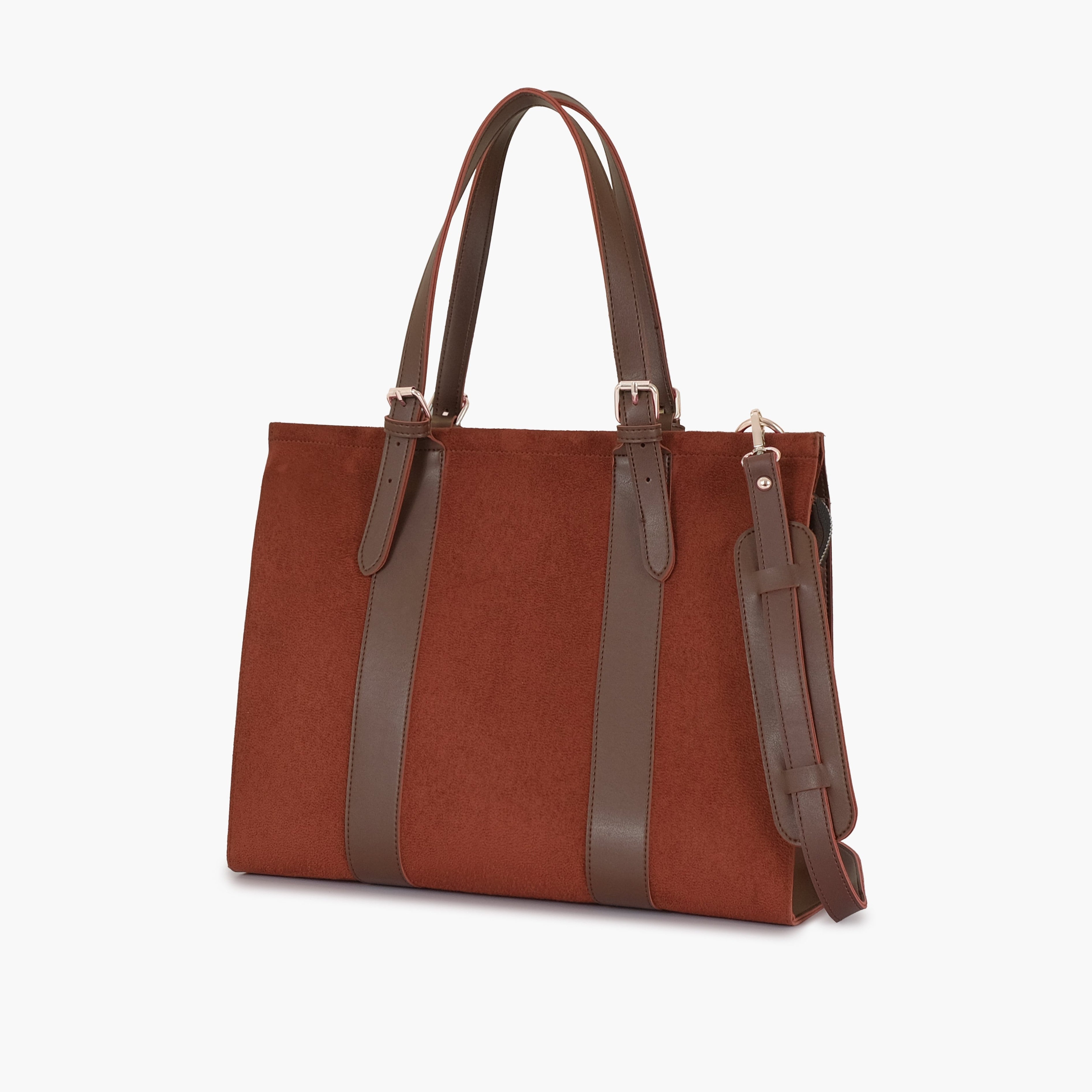 Dark brown suede laptop bag with sleeve