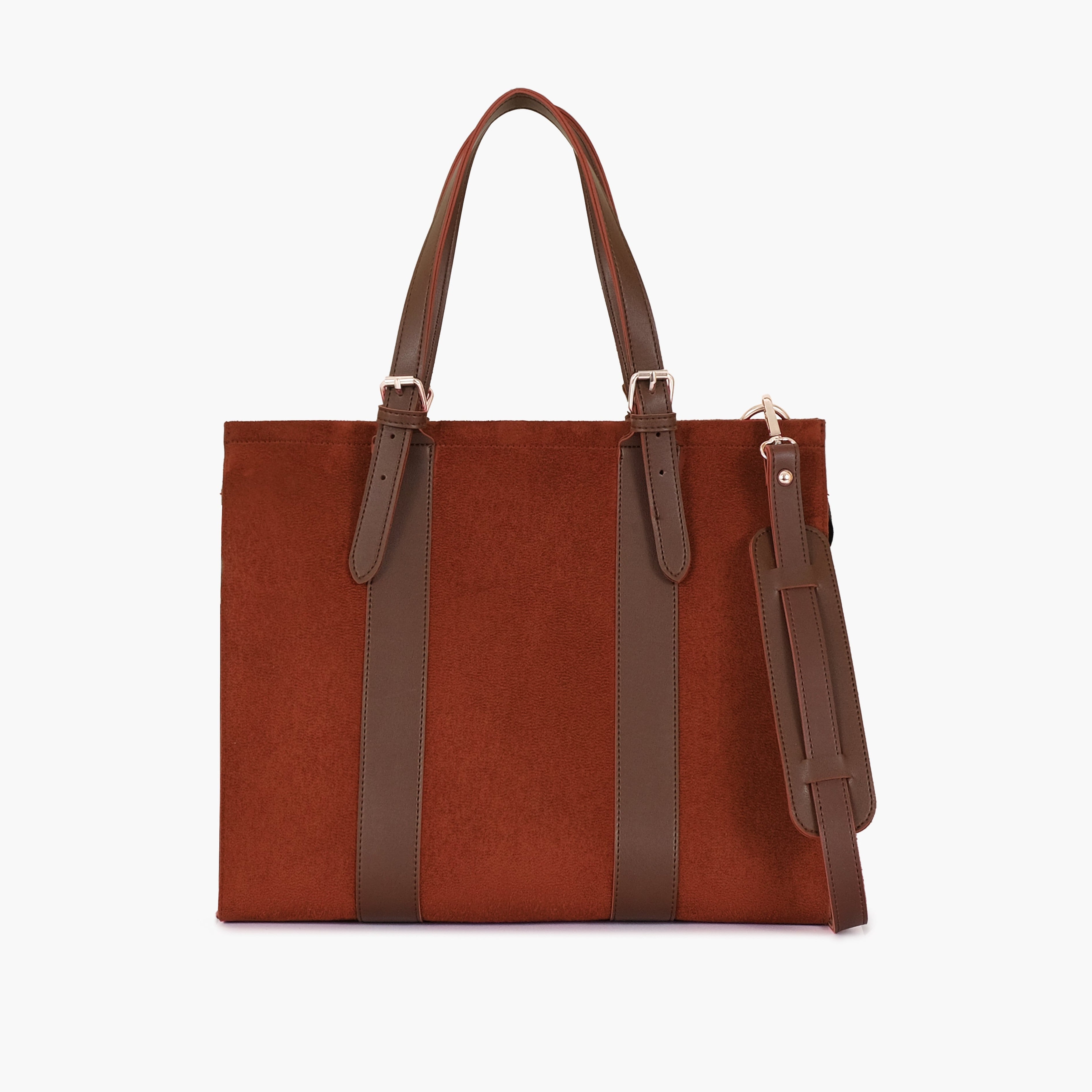 Dark brown suede laptop bag with sleeve
