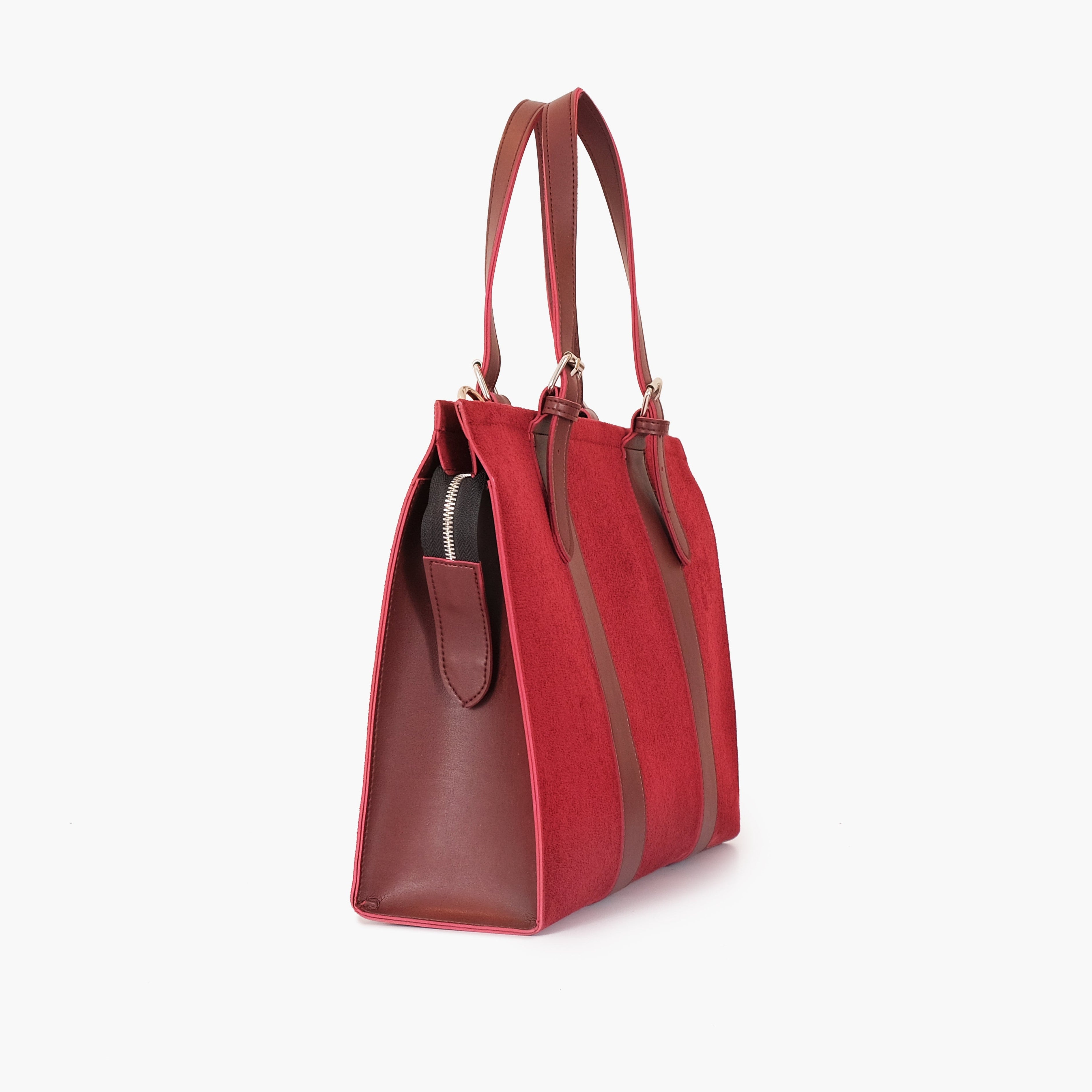 Burgundy suede laptop bag with sleeve