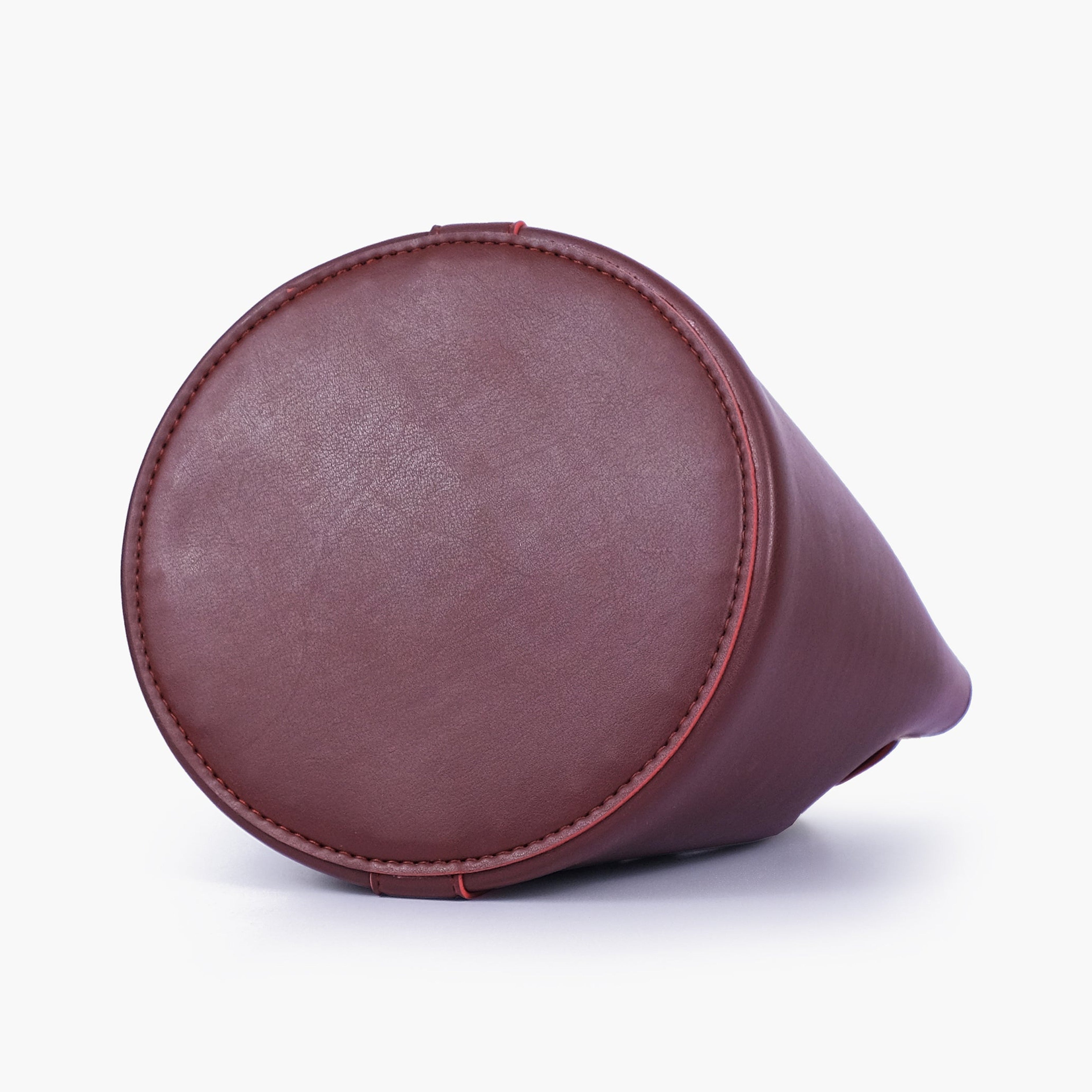 Burgundy loop handle bucket bag