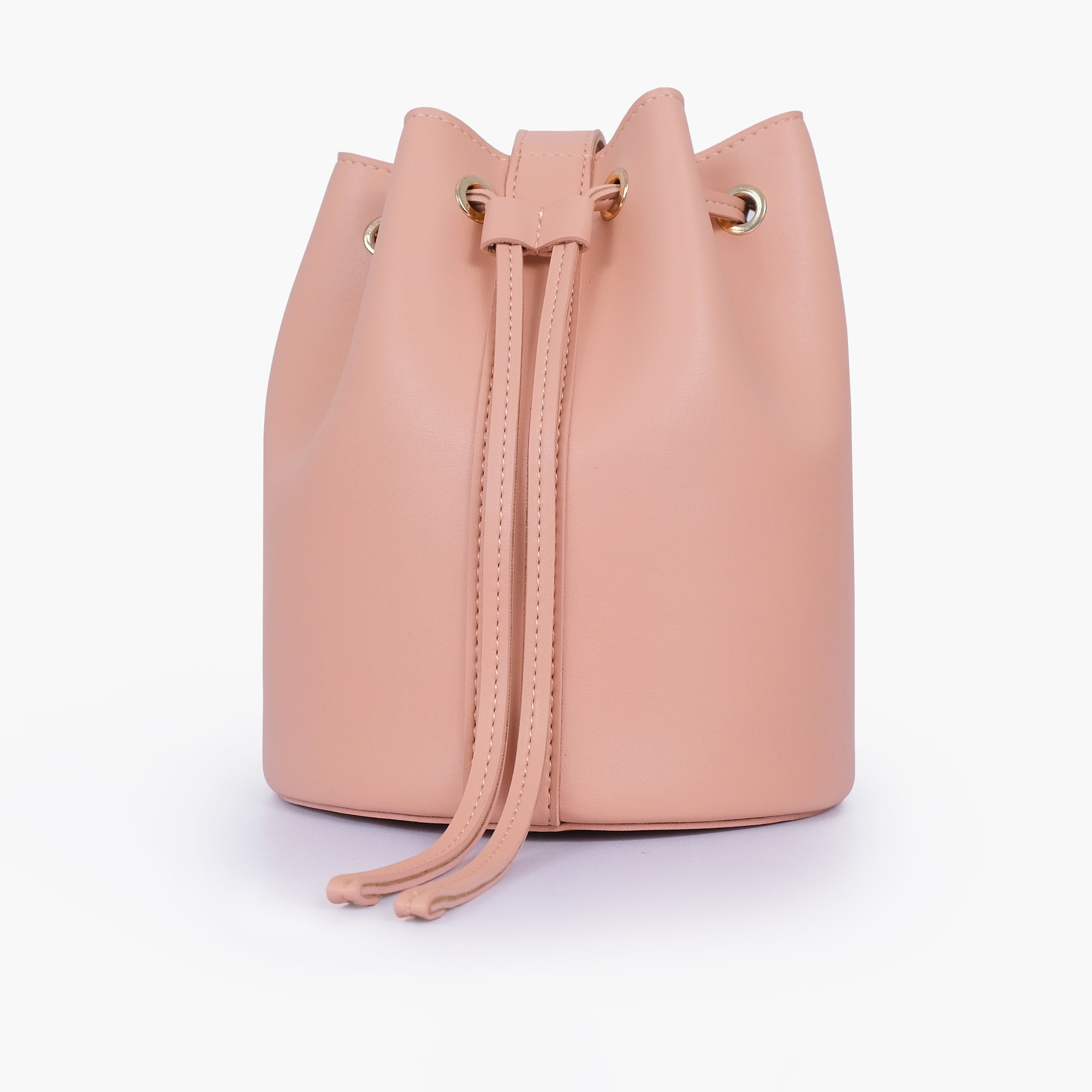 Peach loop handle bucket bag