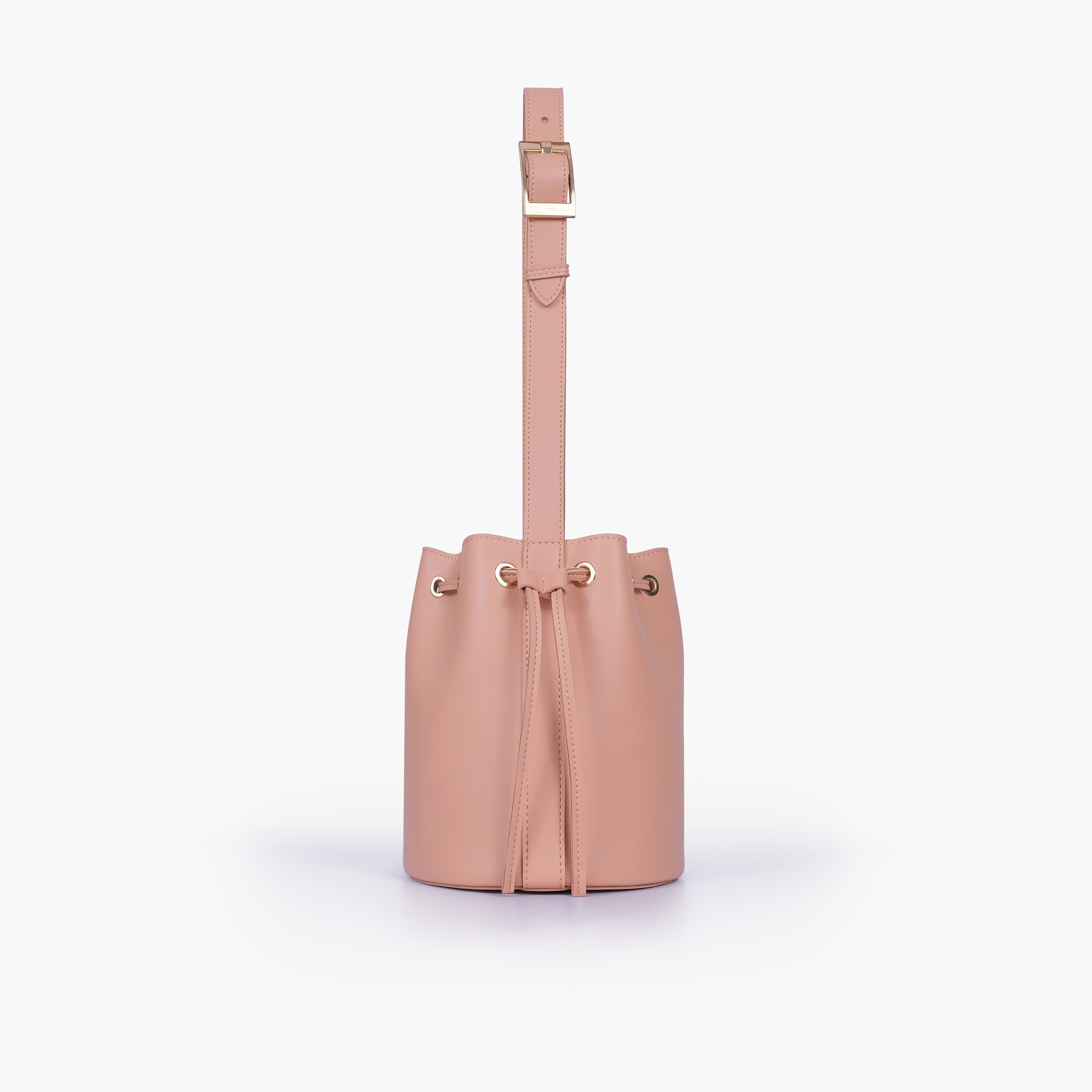 Peach loop handle bucket bag