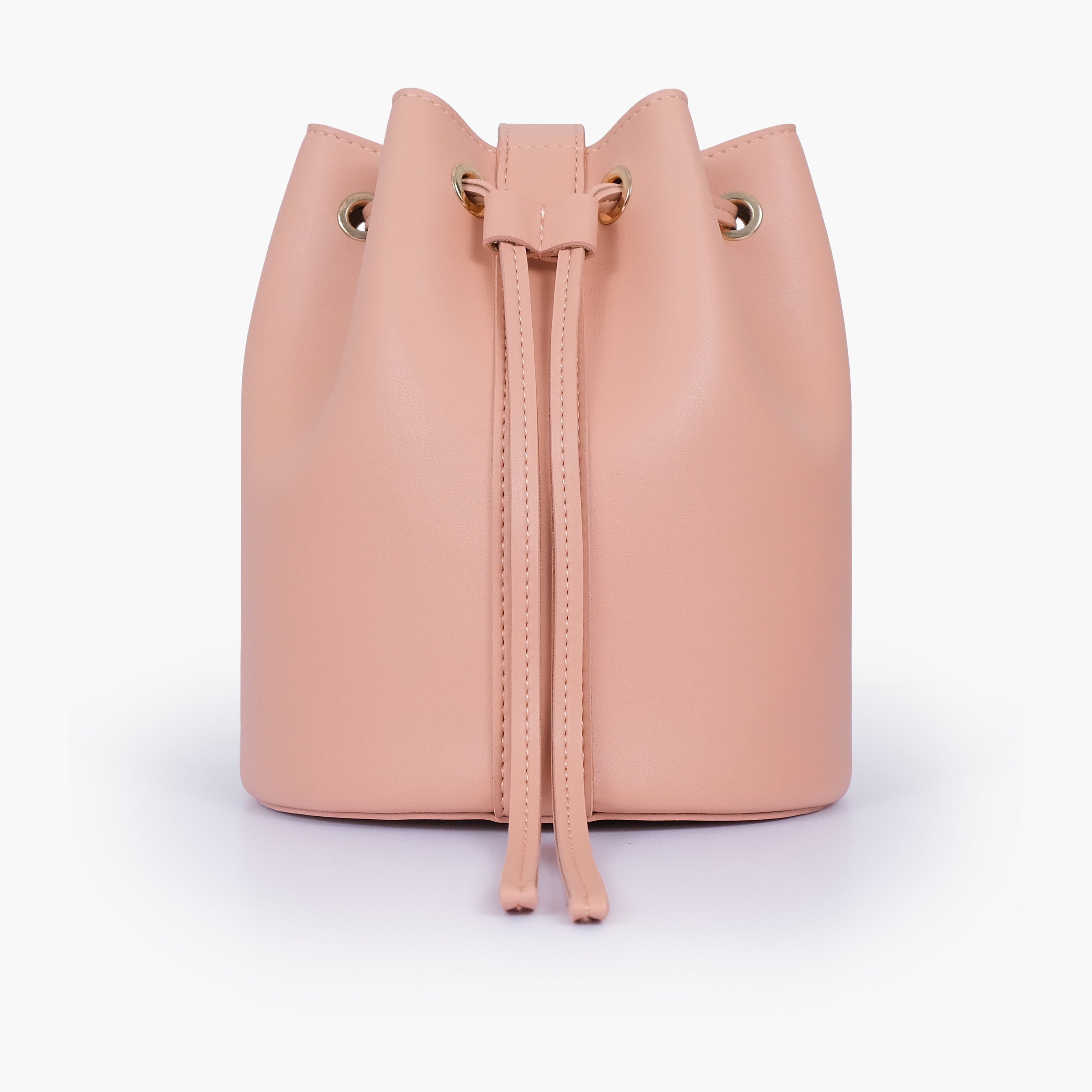 Peach loop handle bucket bag