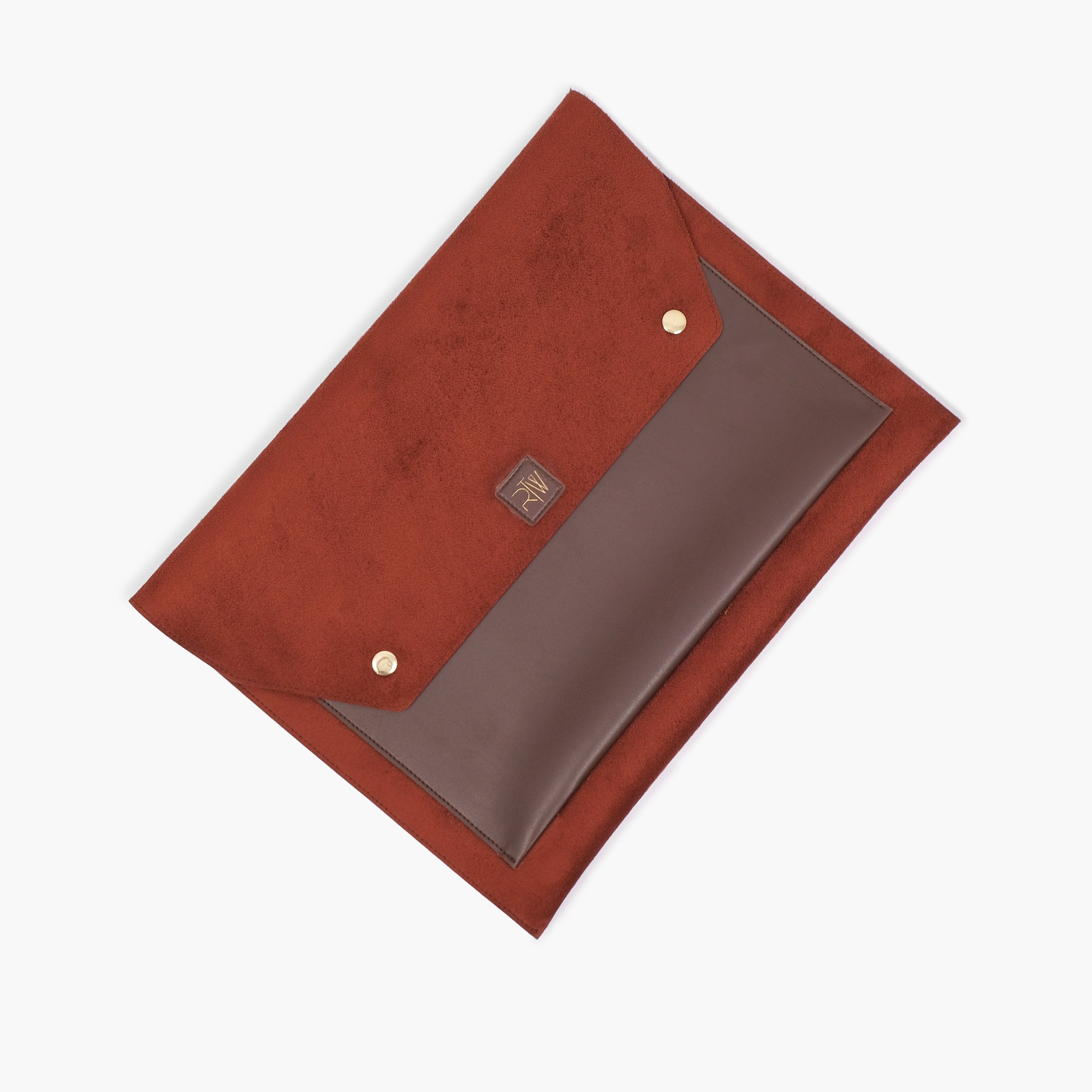 Dark brown suede laptop sleeve 17"