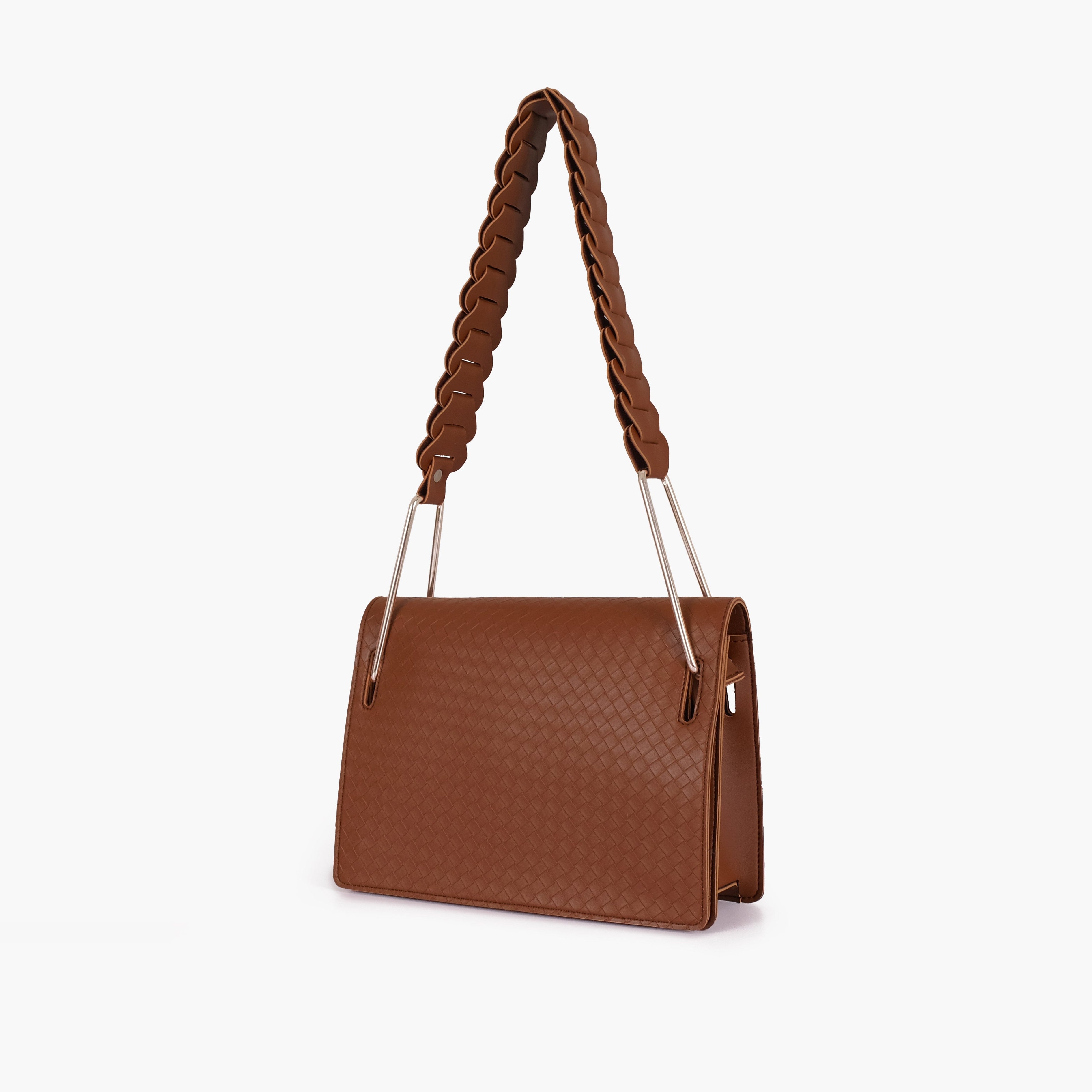Brown loop strap shoulder bag