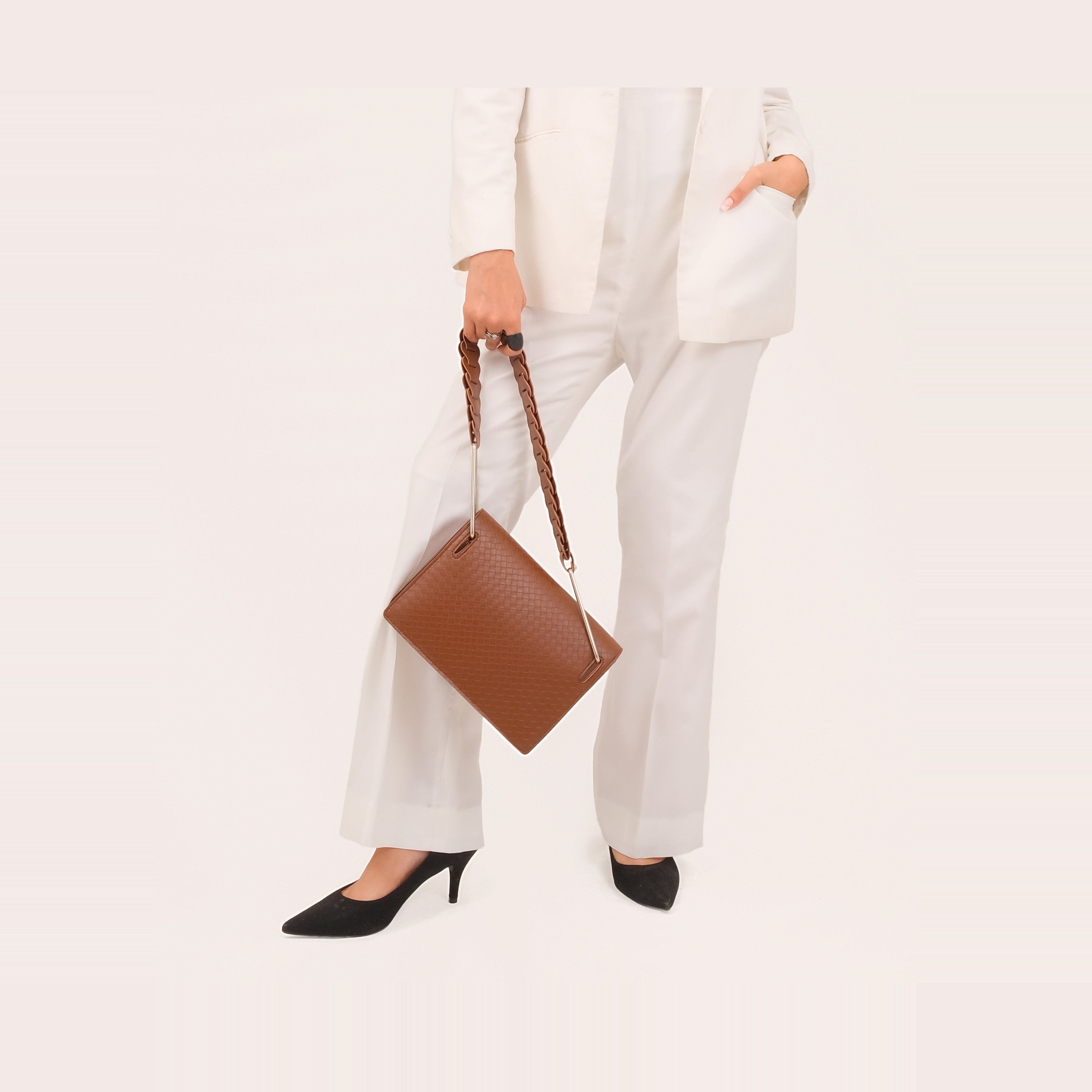 Brown loop strap shoulder bag