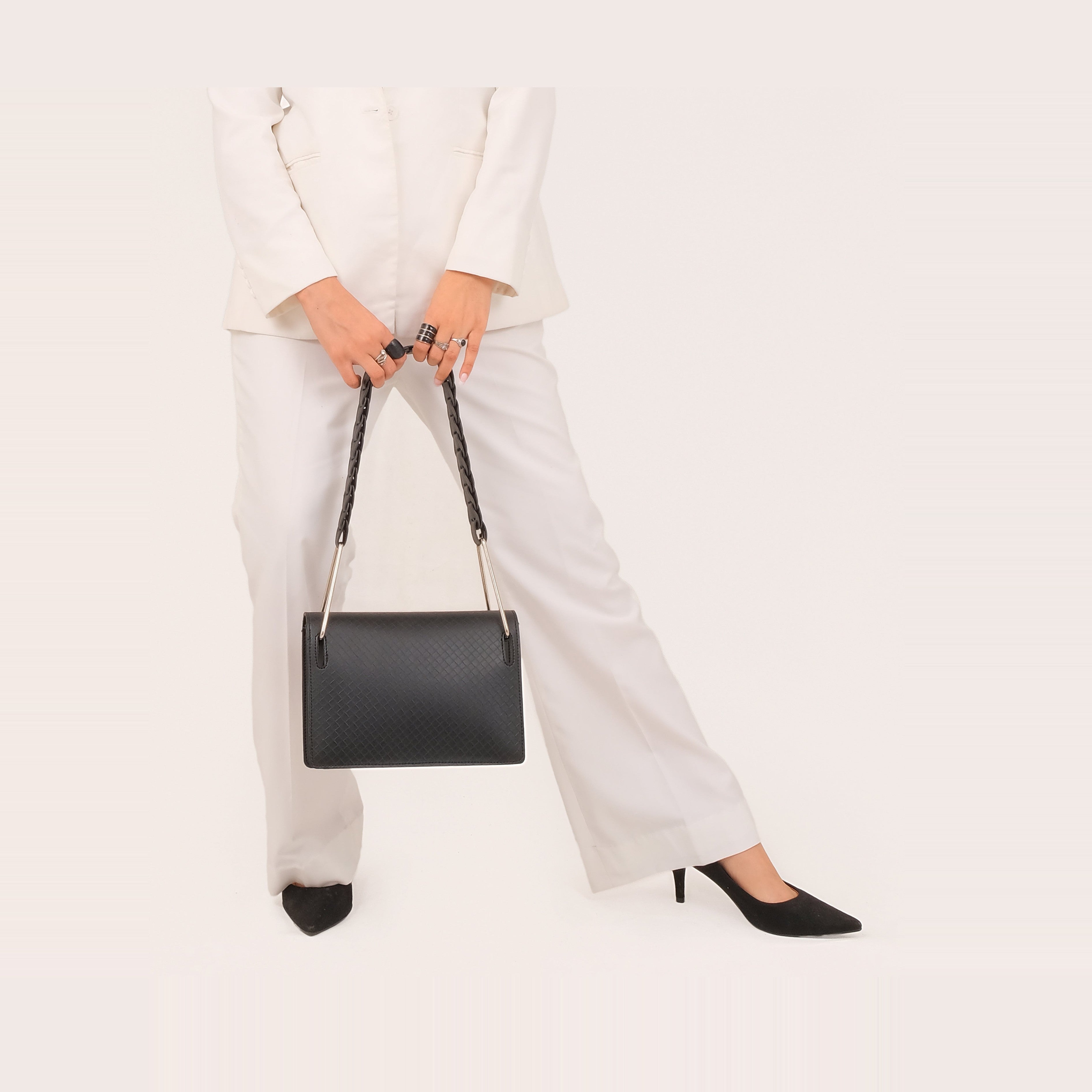 Black loop strap shoulder bag