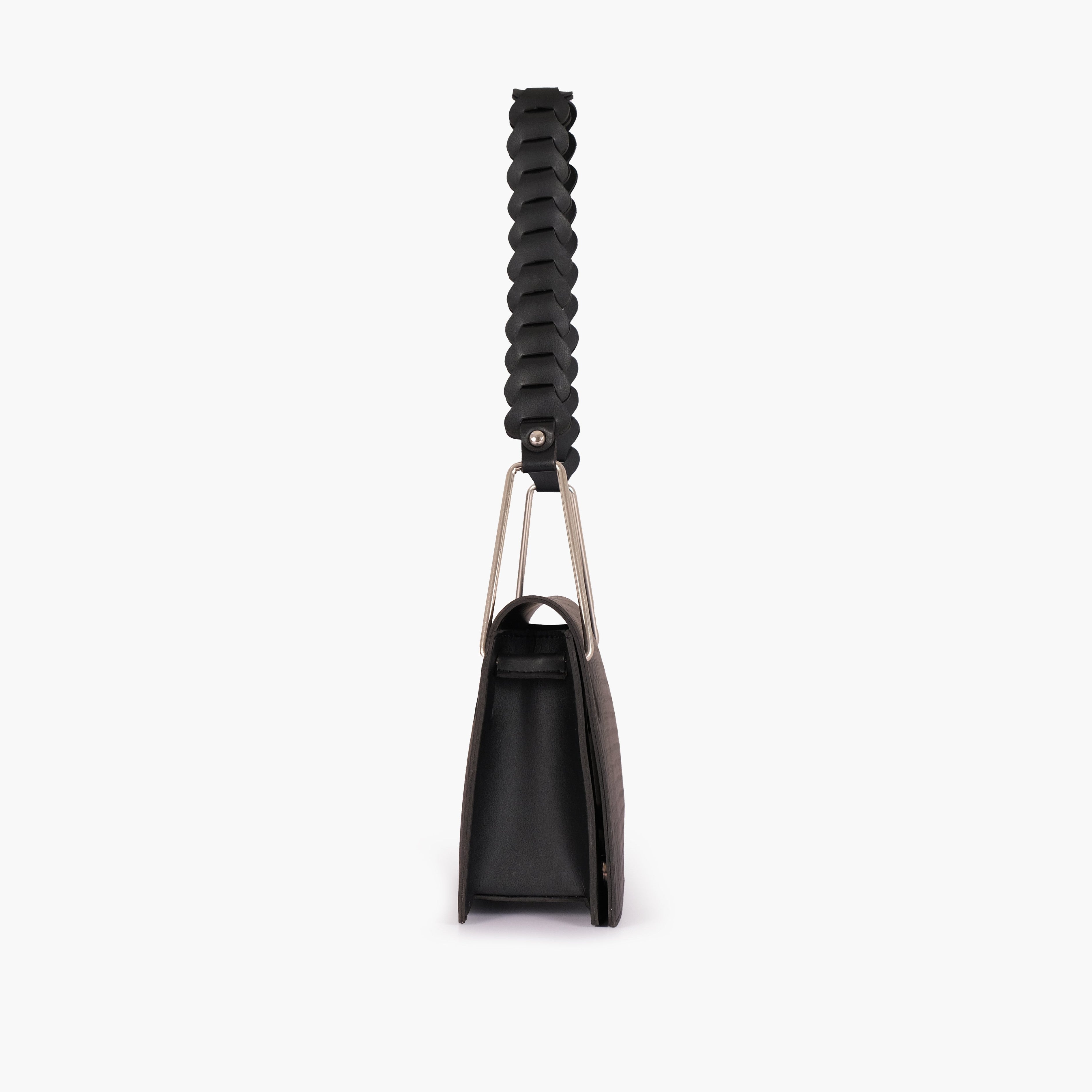 Black loop strap shoulder bag