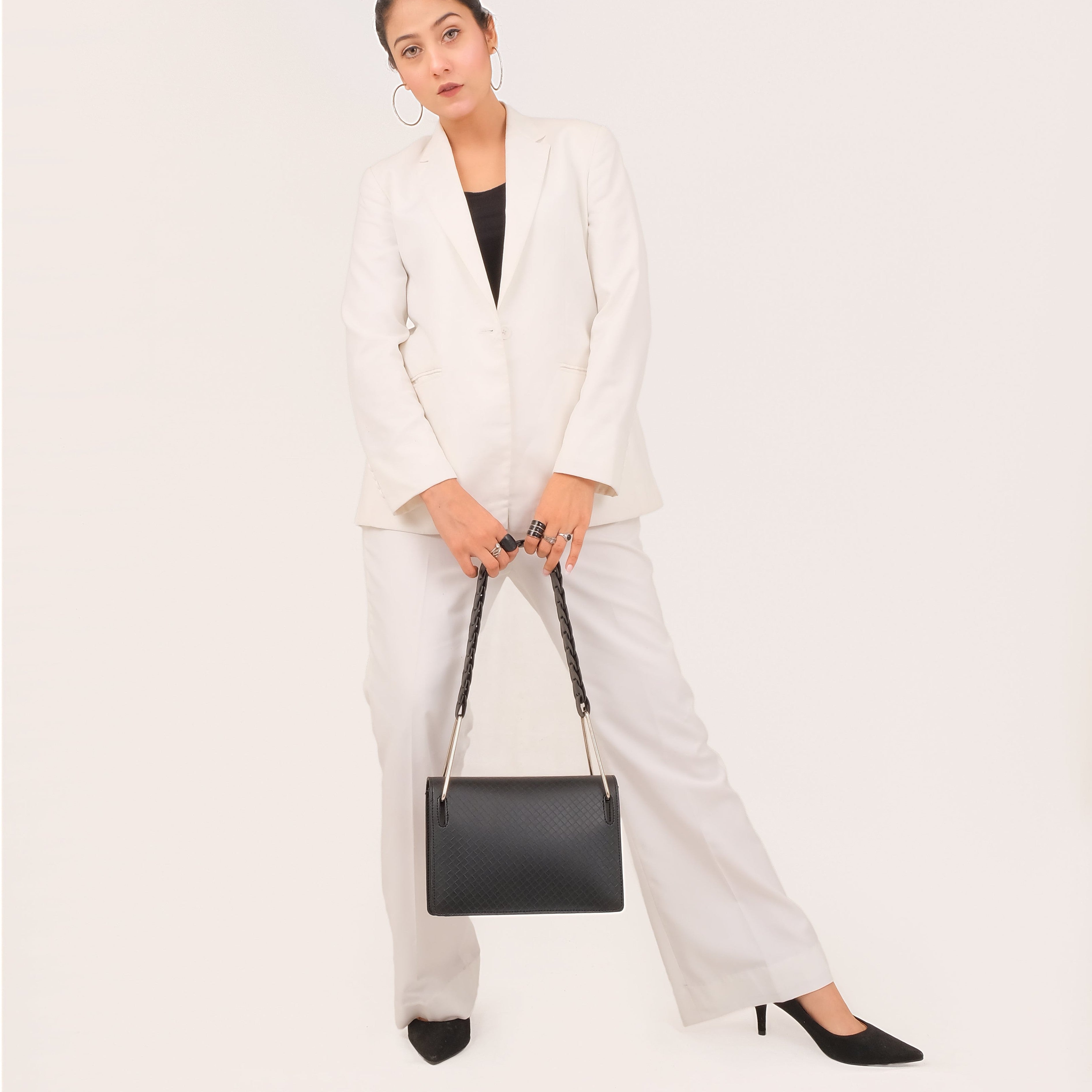 Black loop strap shoulder bag