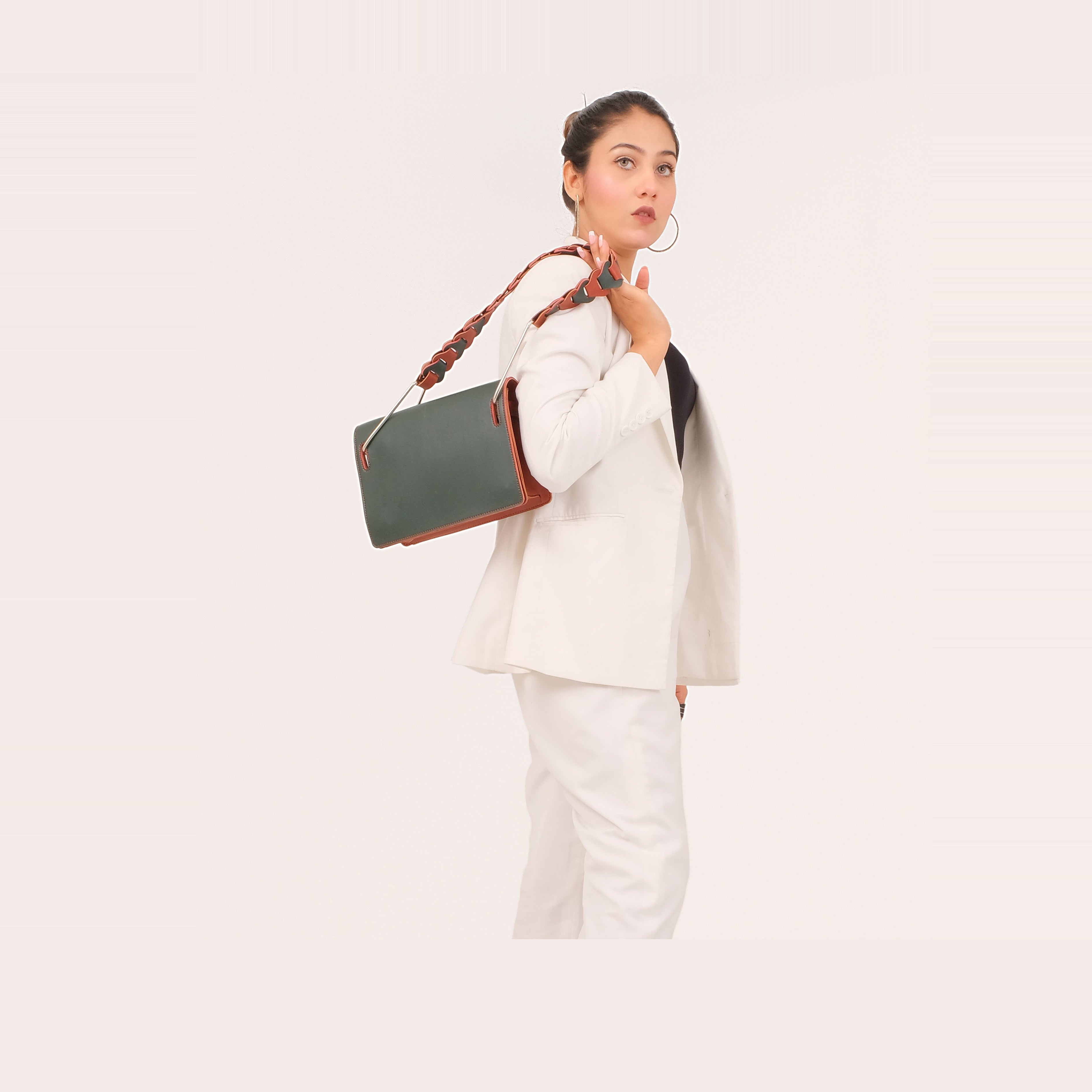 Army green loop strap shoulder bag