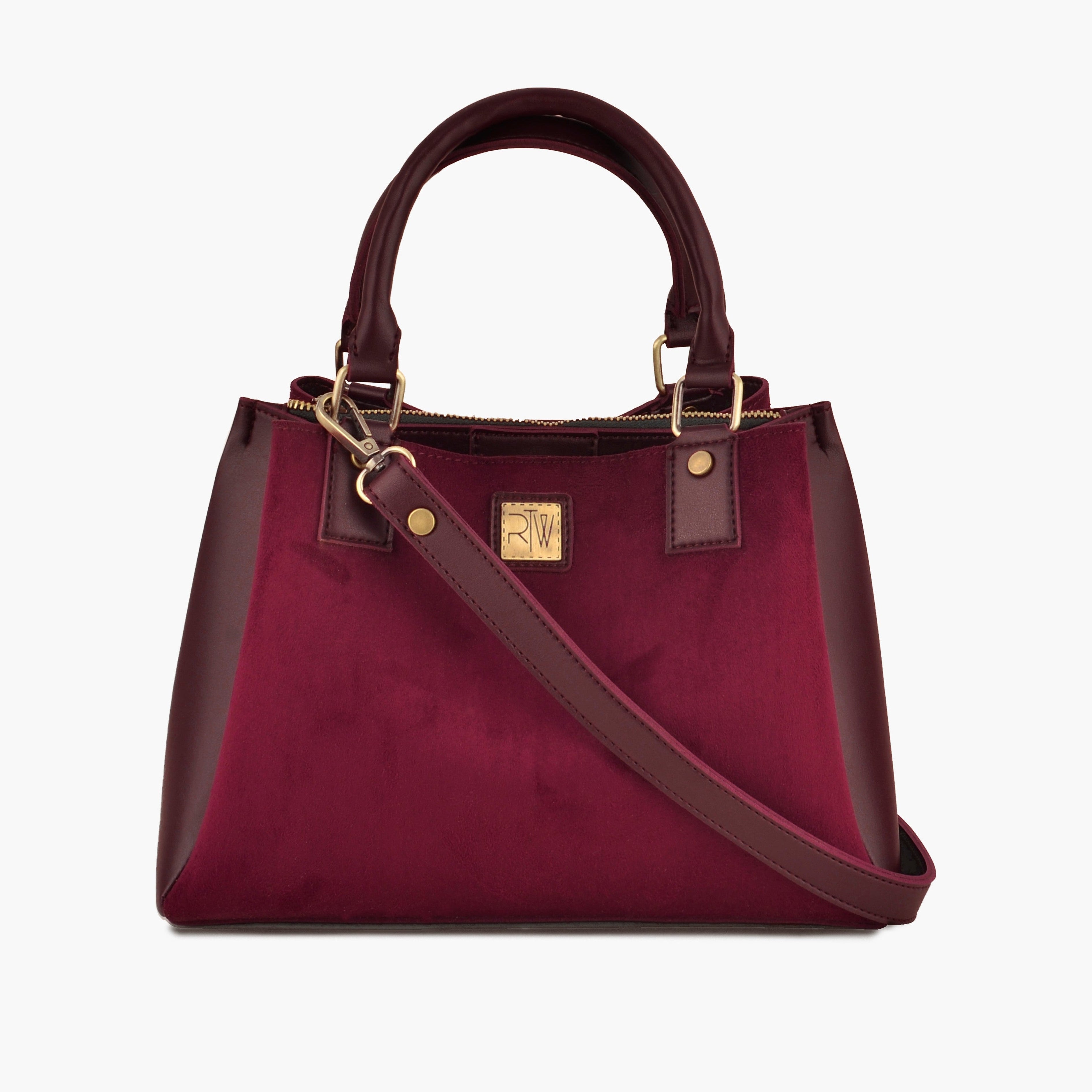 Burgundy suede mini bag