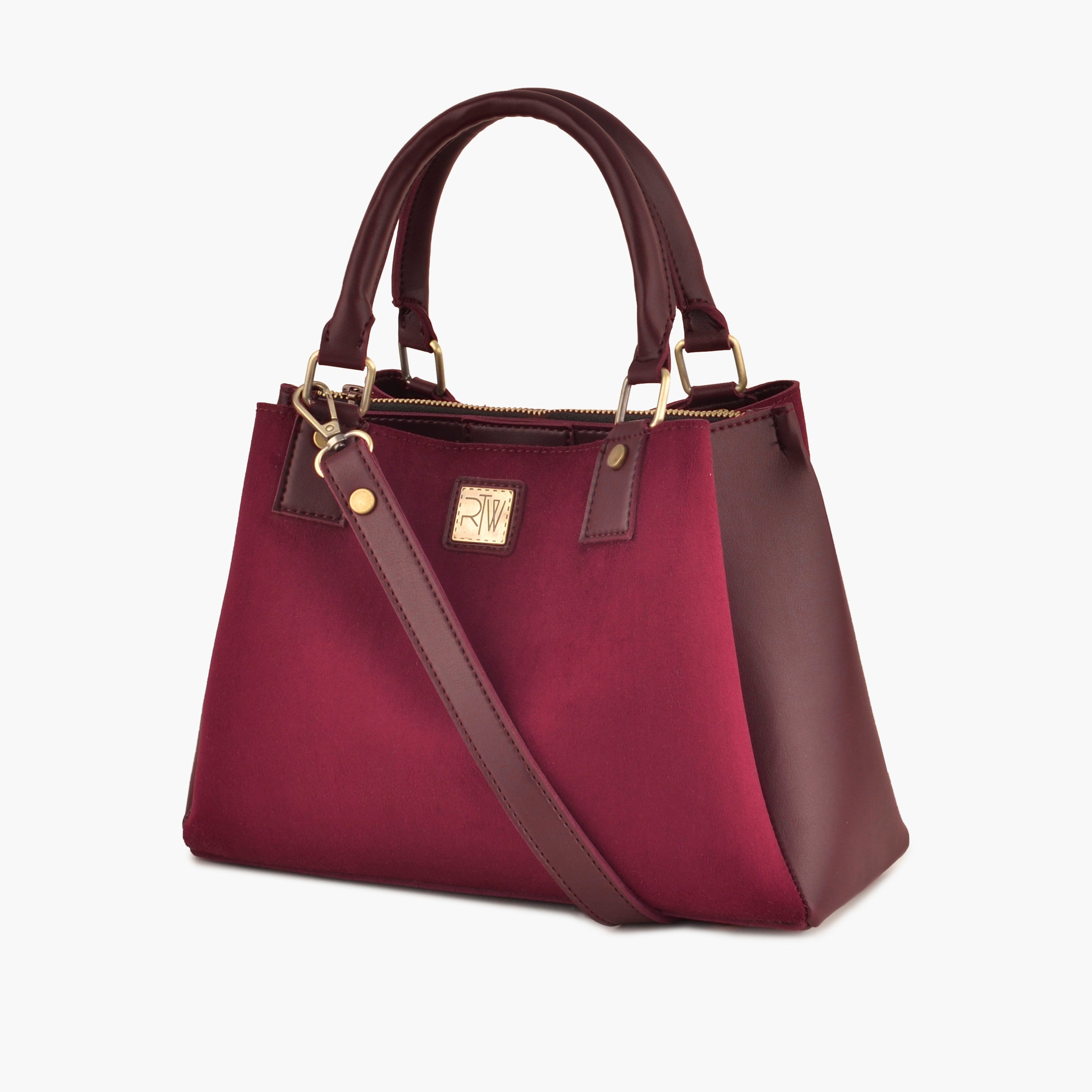Burgundy suede mini bag
