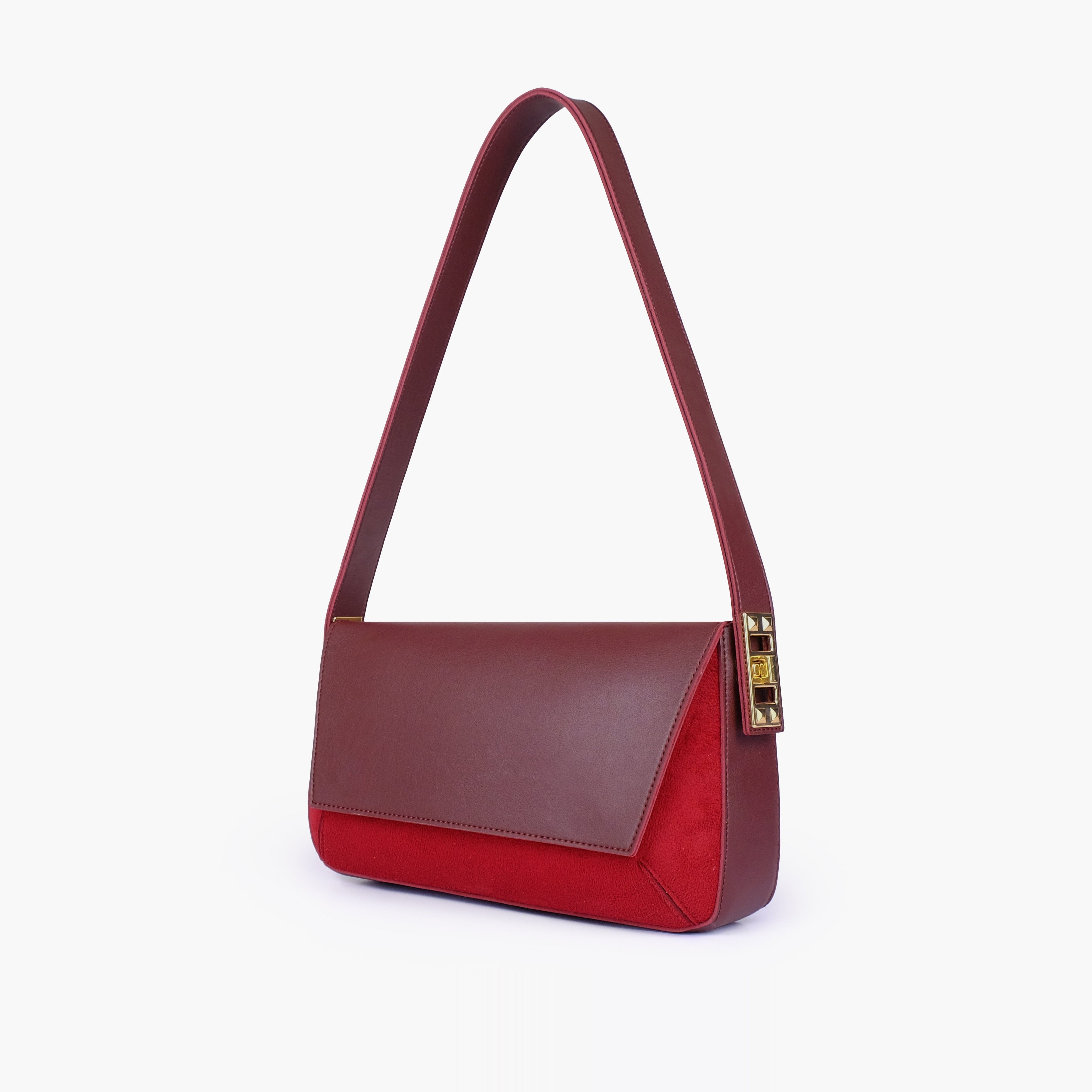 Burgundy mini flap bag