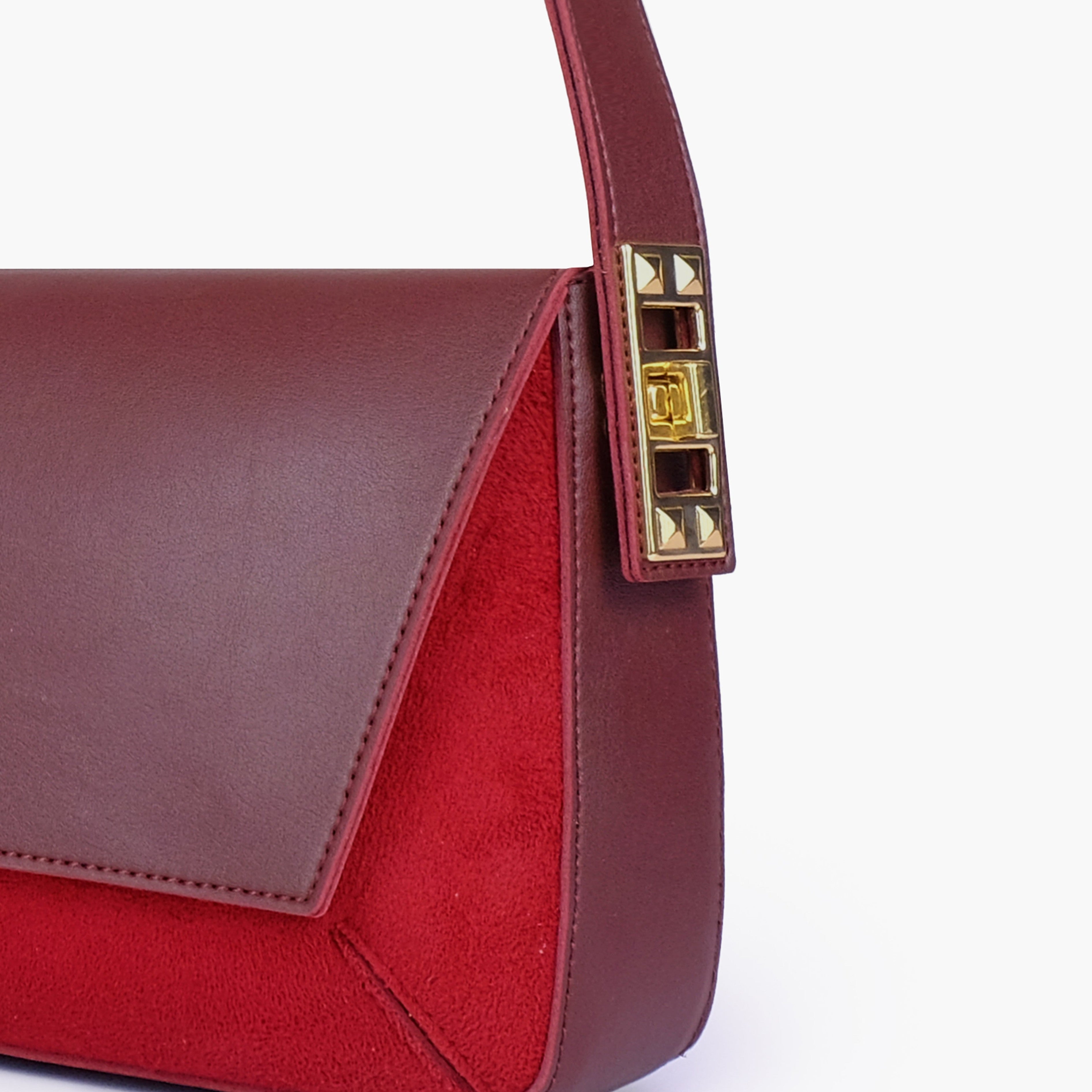 Burgundy mini flap bag