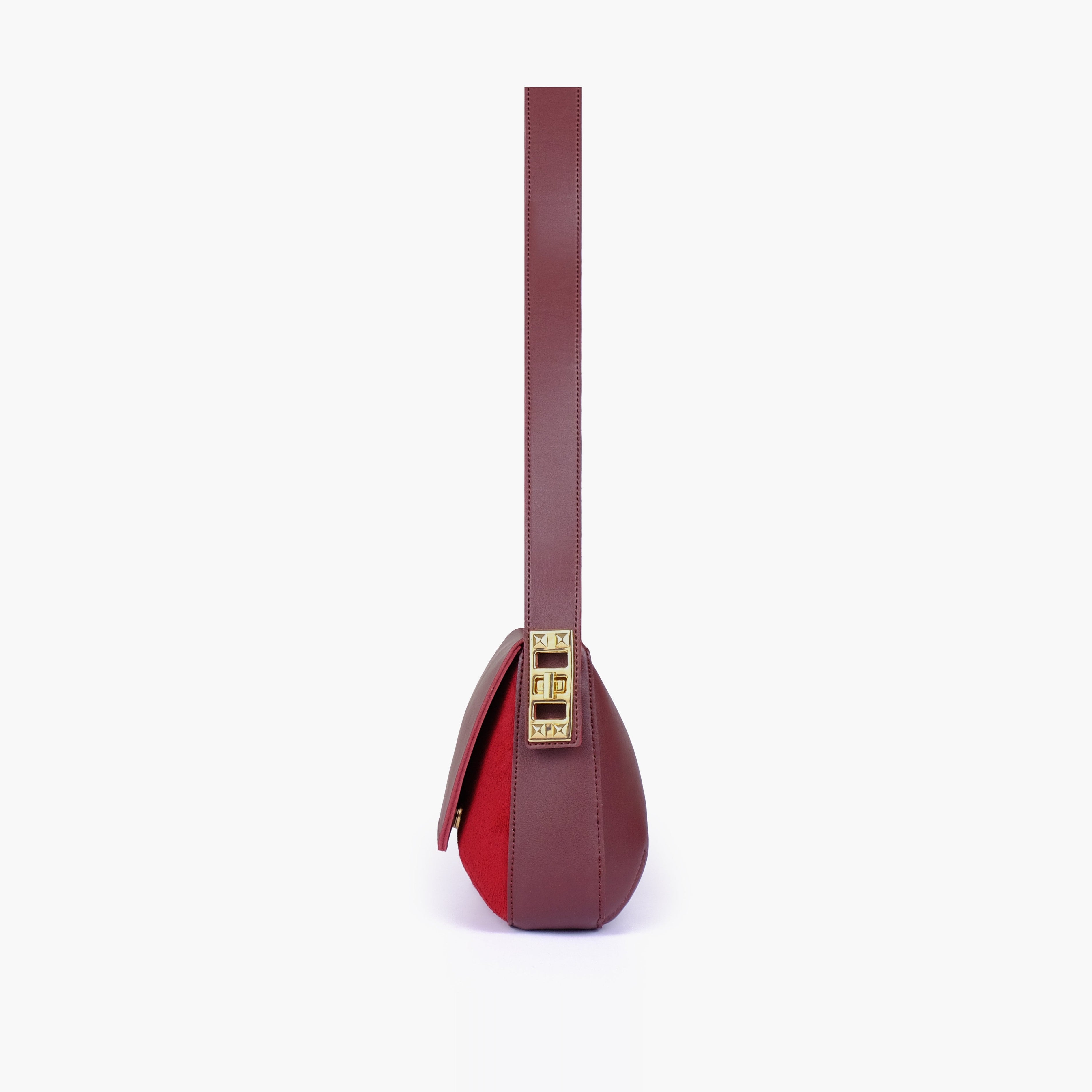 Burgundy mini flap bag