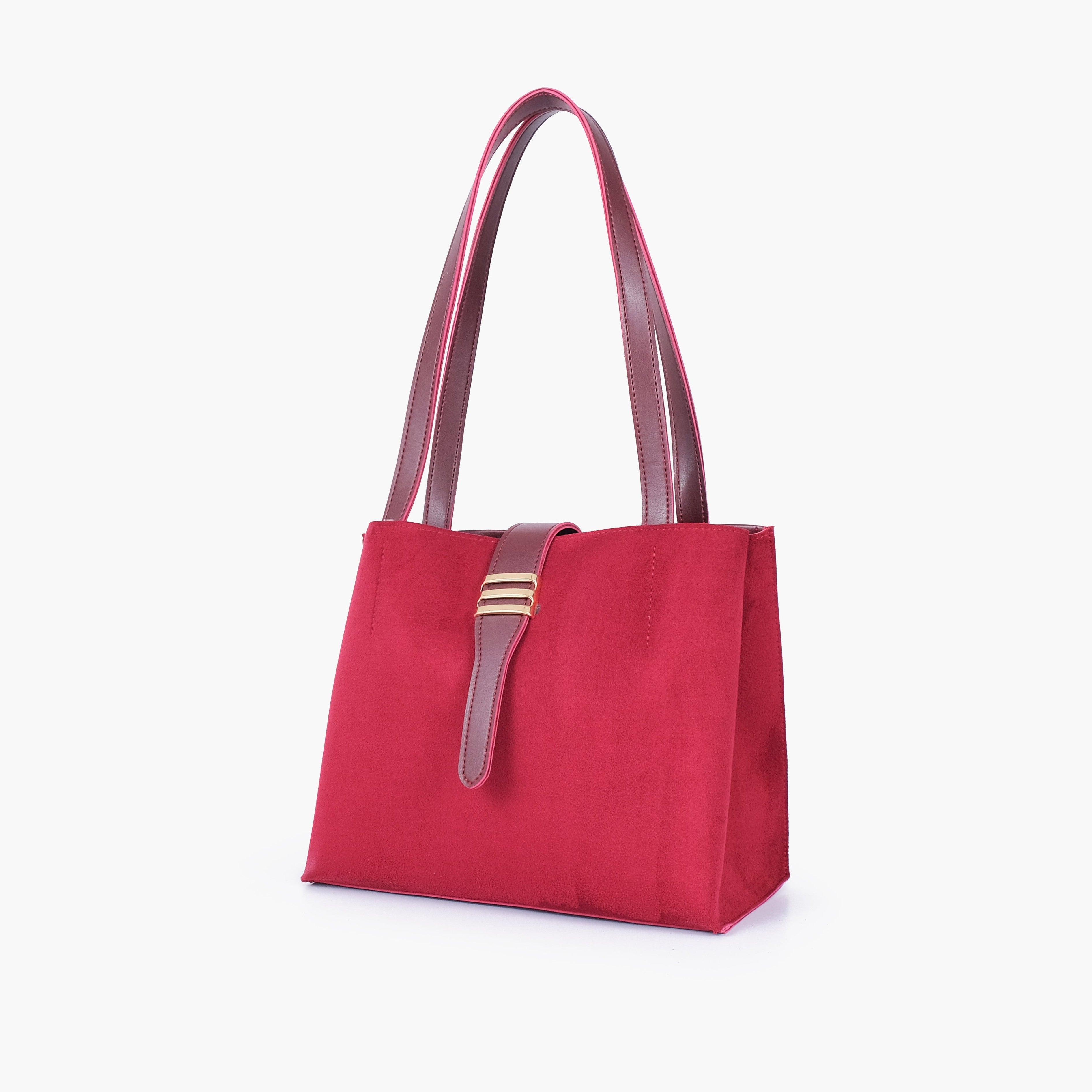 Burgundy suede mini tote bag